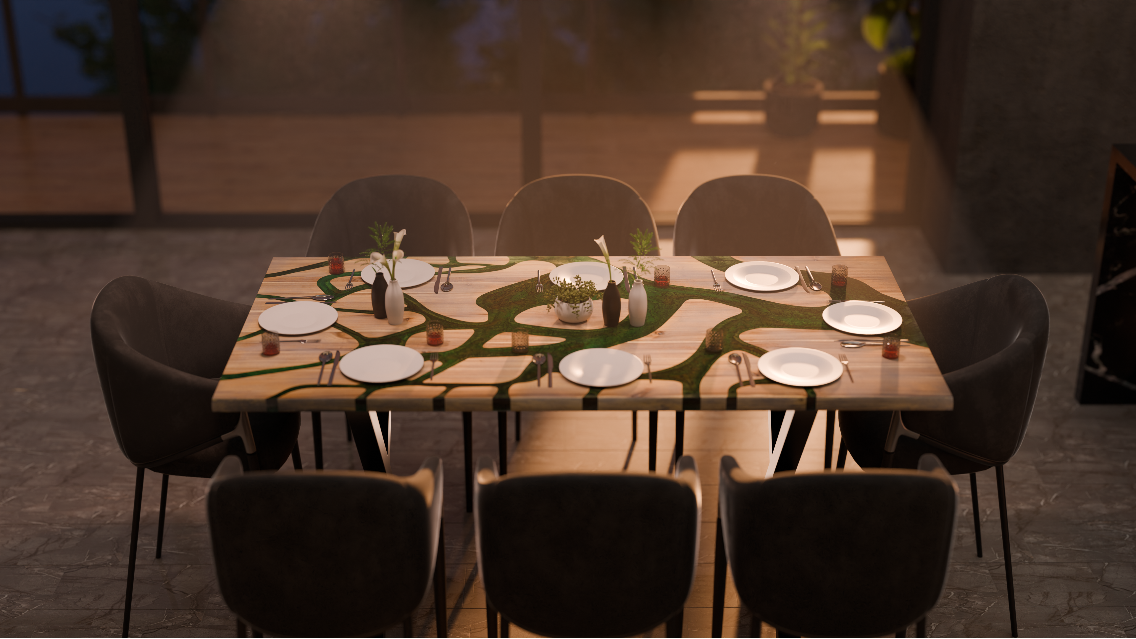 72" x 38" Artisan Epoxy Resin Table