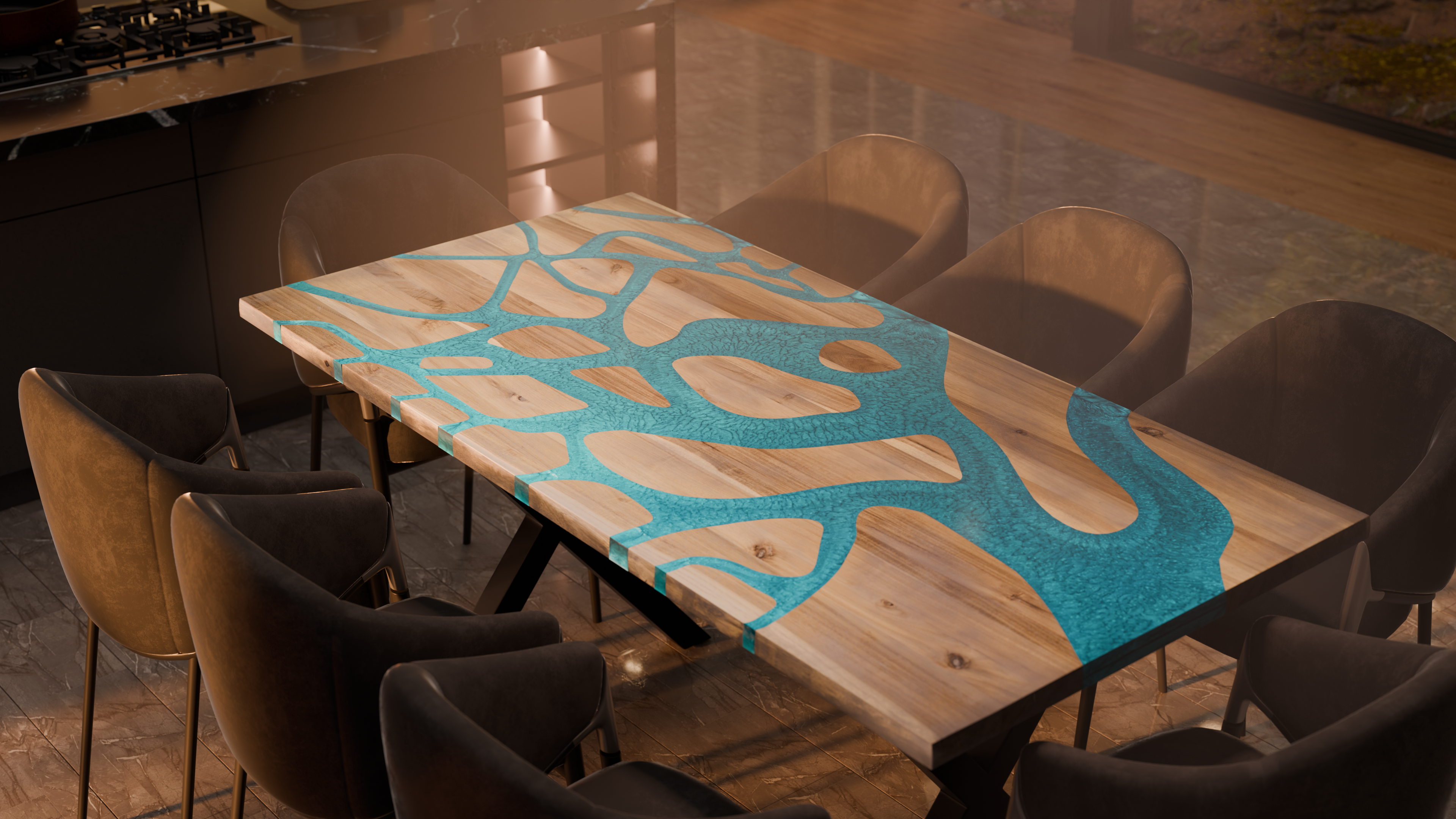 72" x 38" Artisan Epoxy Resin Table