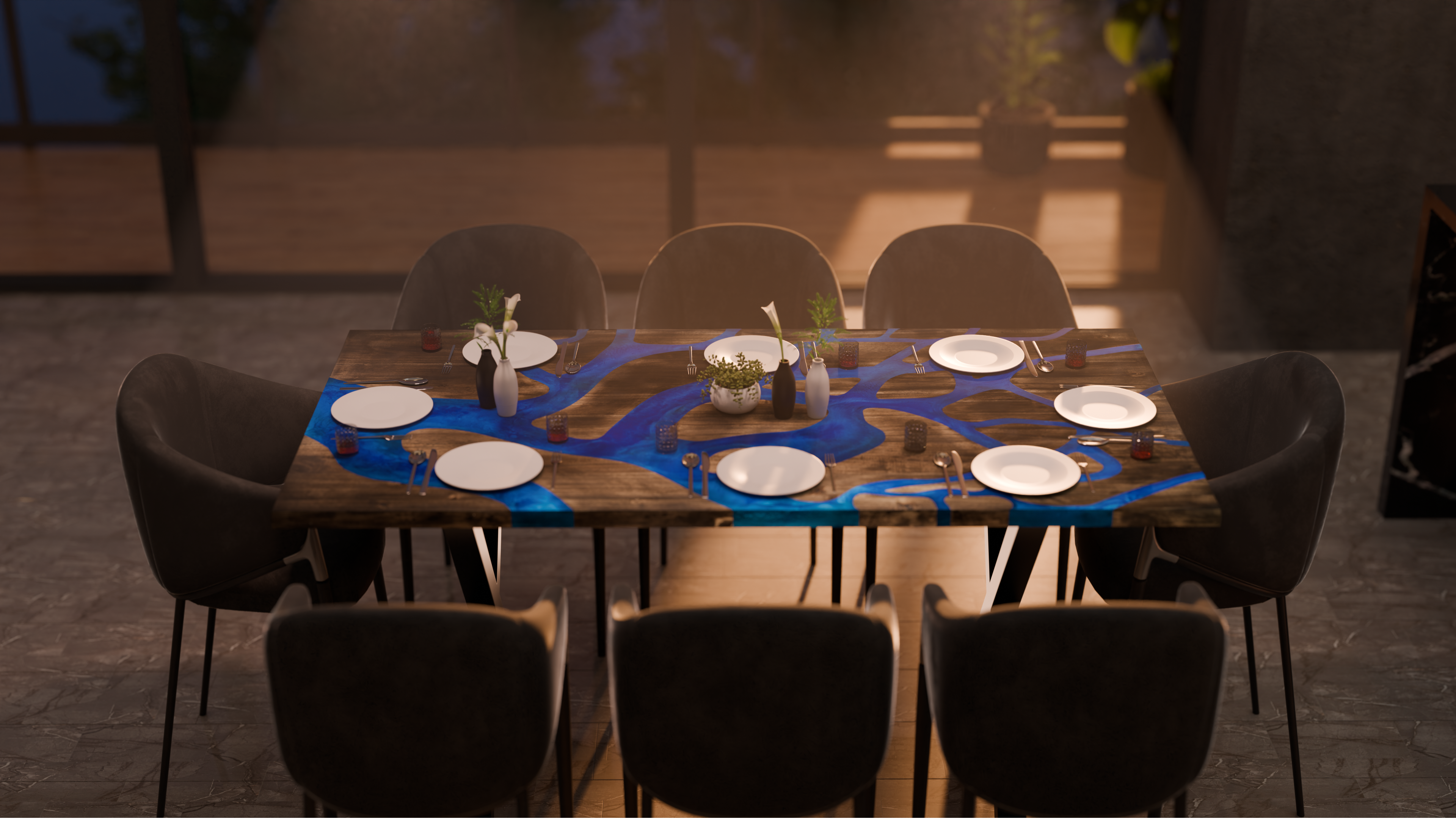 72" x 38" Artisan Epoxy Resin Table