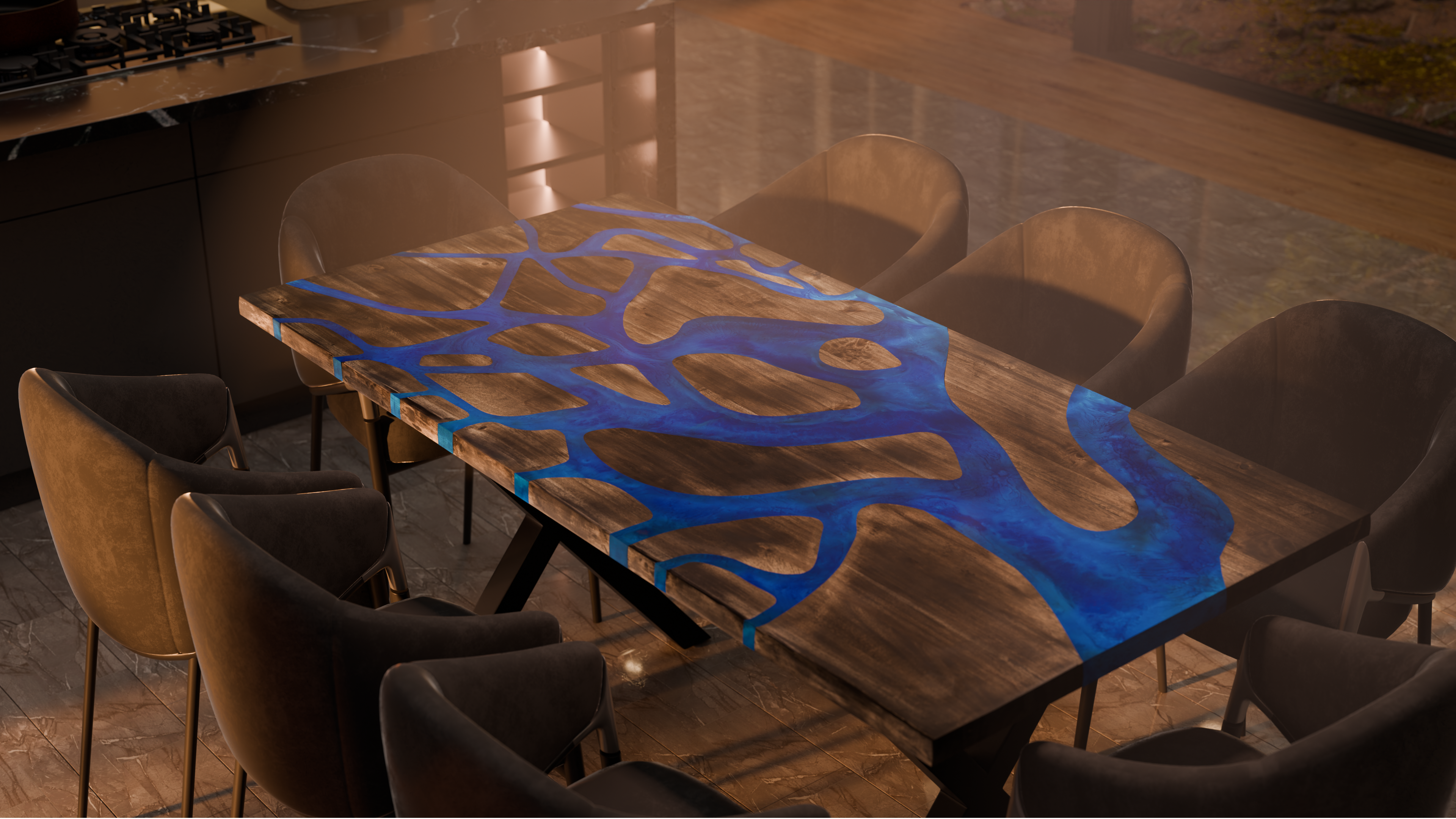 72" x 38" Artisan Epoxy Resin Table
