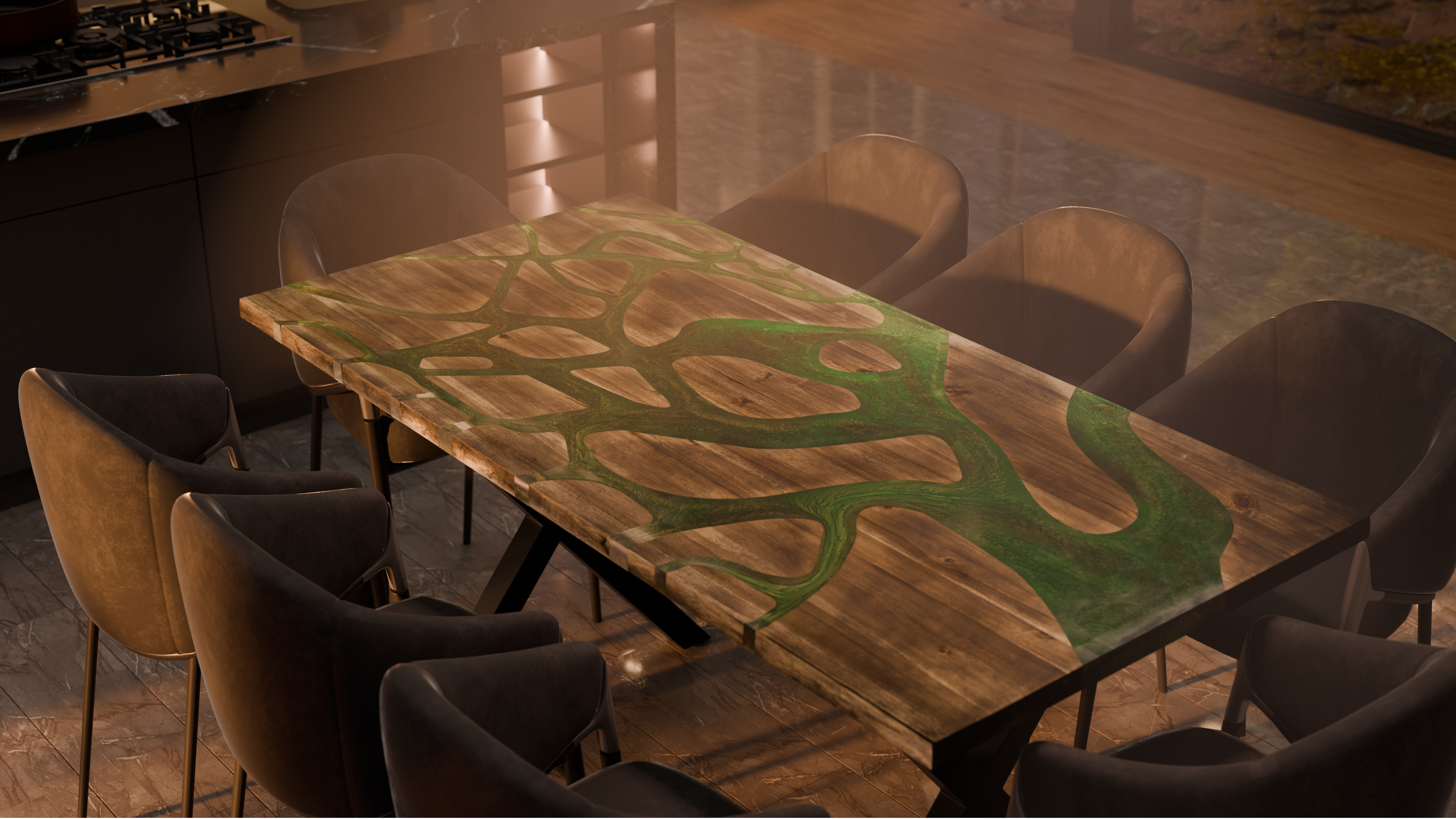 72" x 38" Artisan Epoxy Resin Table