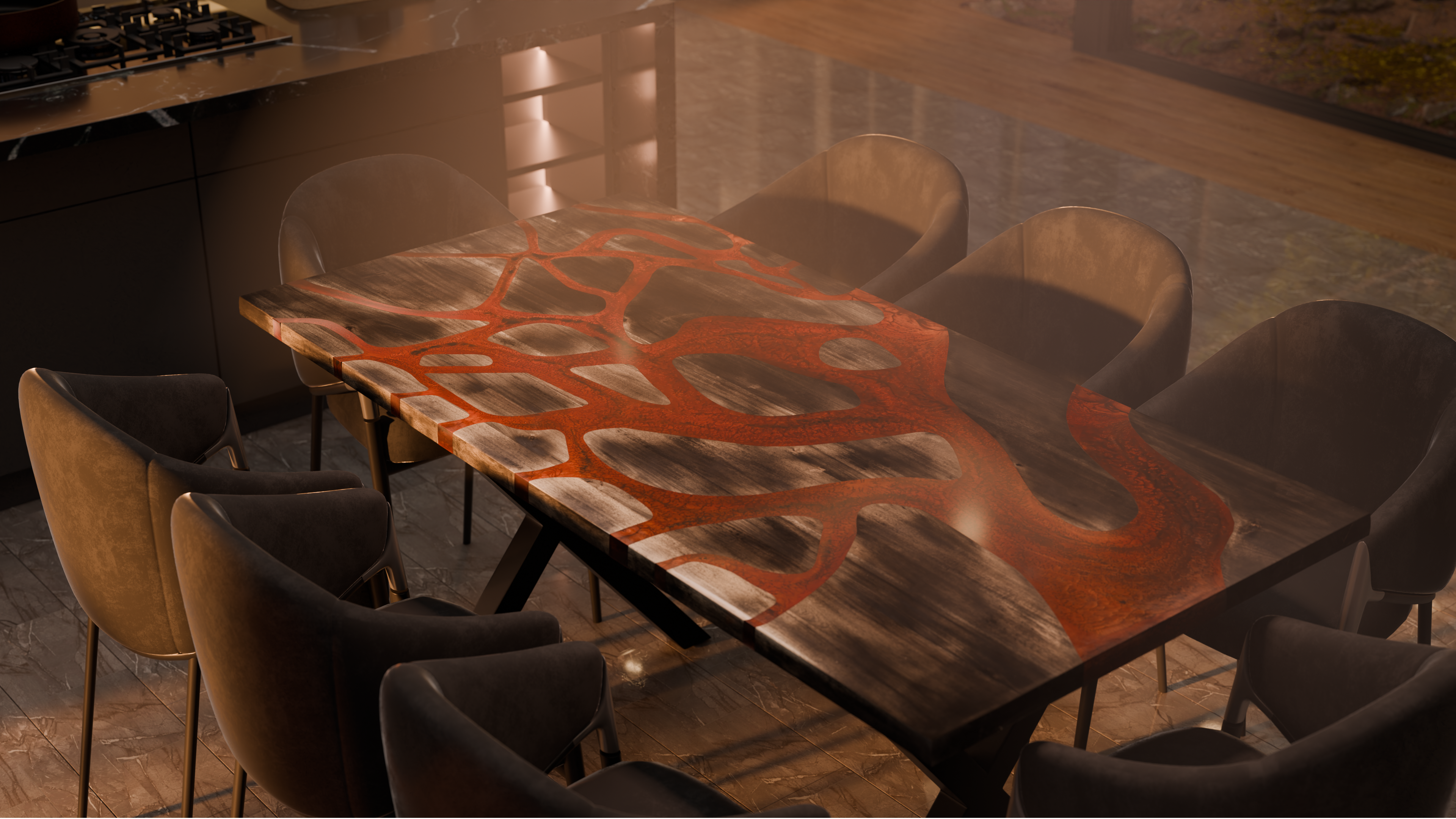 72" x 38" Artisan Epoxy Resin Table