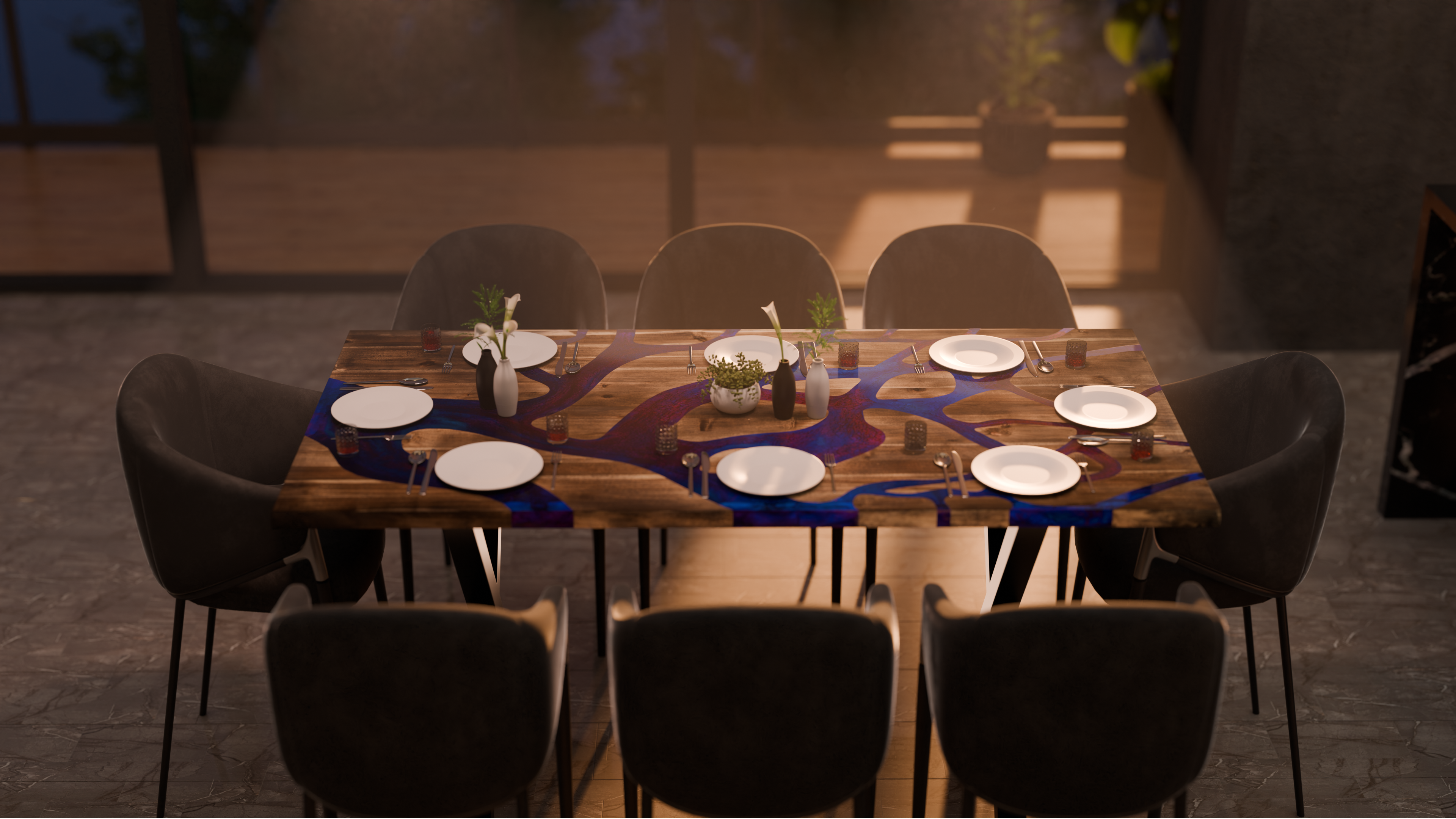 72" x 38" Artisan Epoxy Resin Table