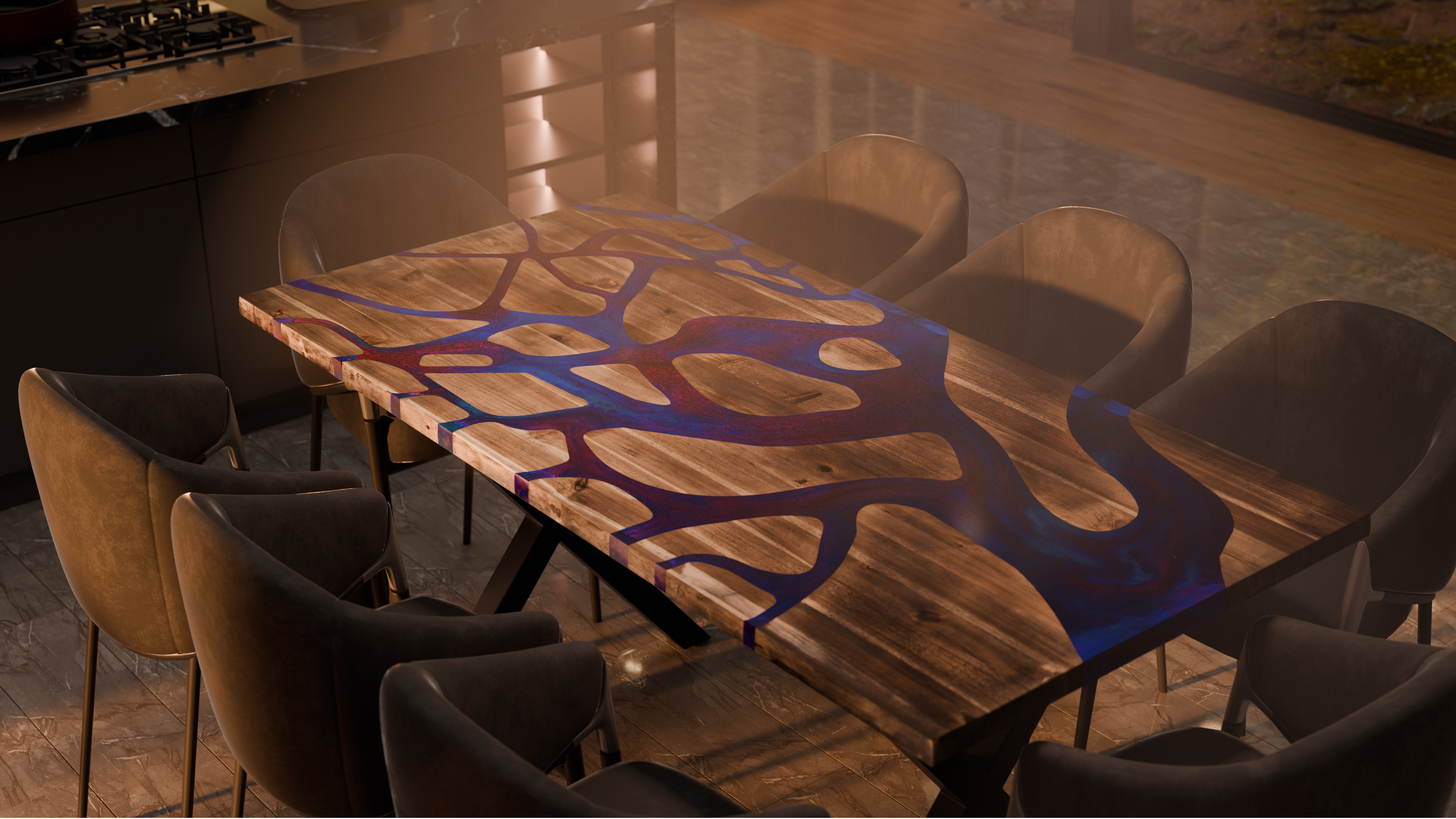 72" x 38" Artisan Epoxy Resin Table