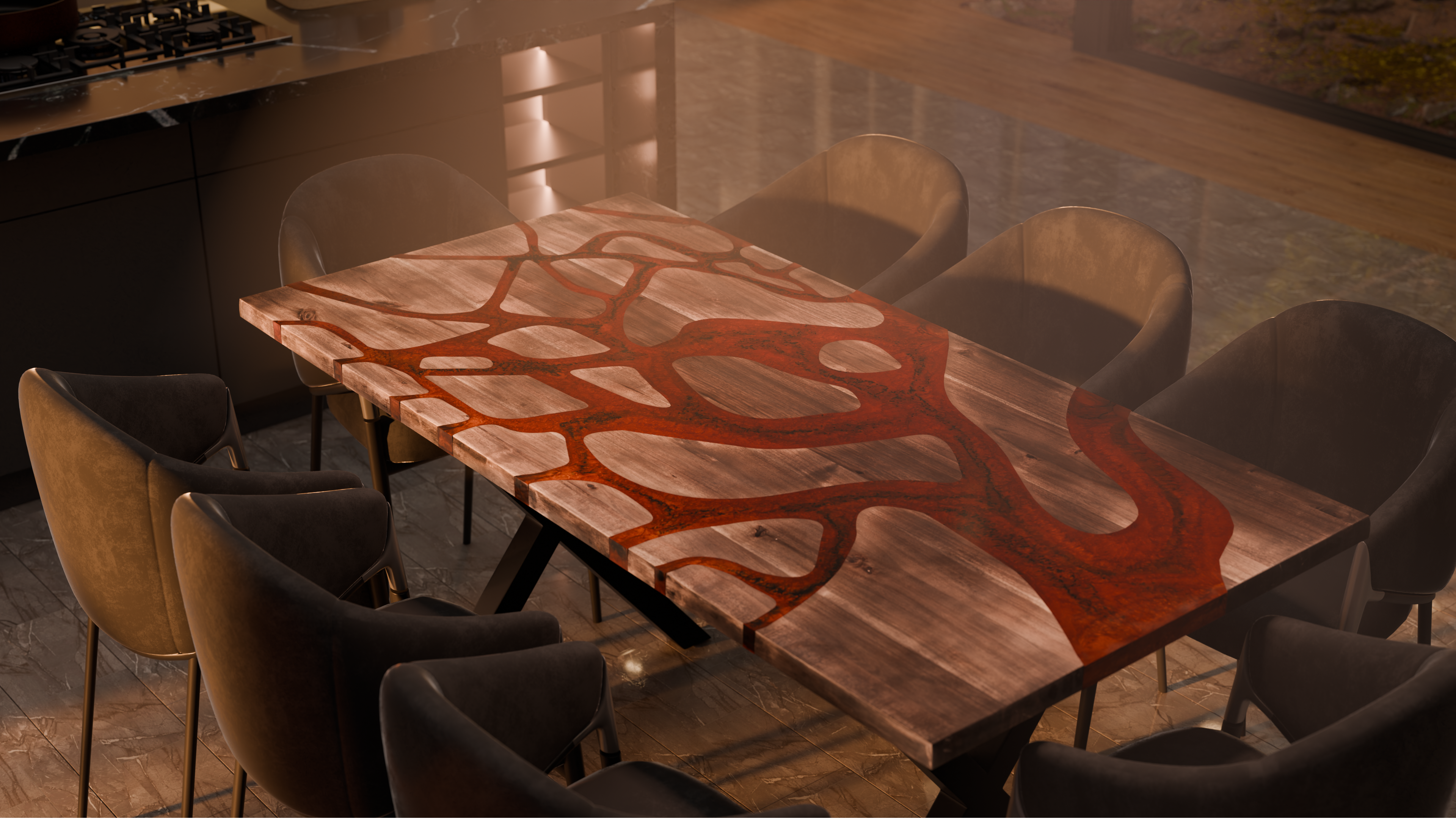 72" x 38" Artisan Epoxy Resin Table