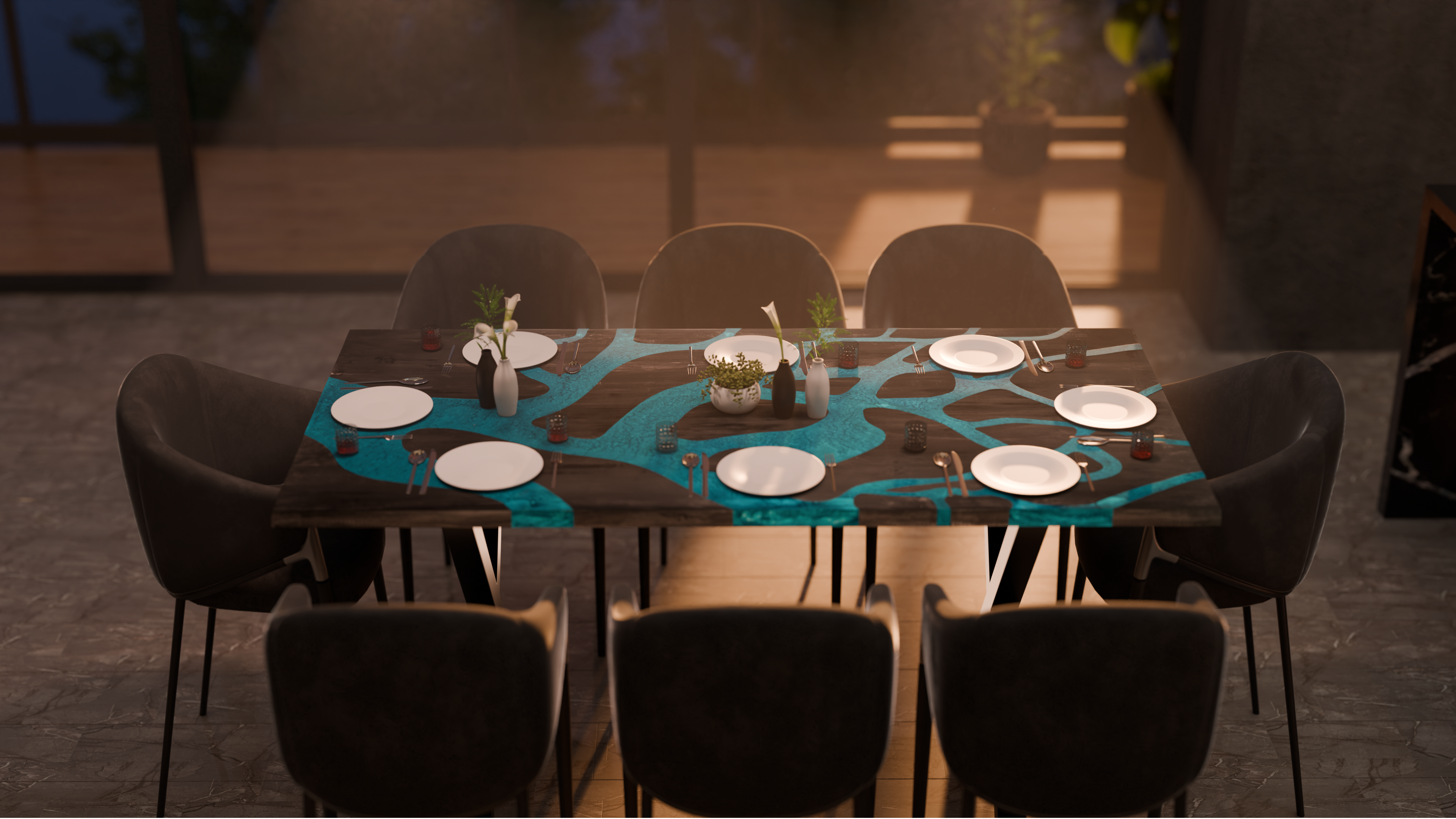 72" x 38" Artisan Epoxy Resin Table