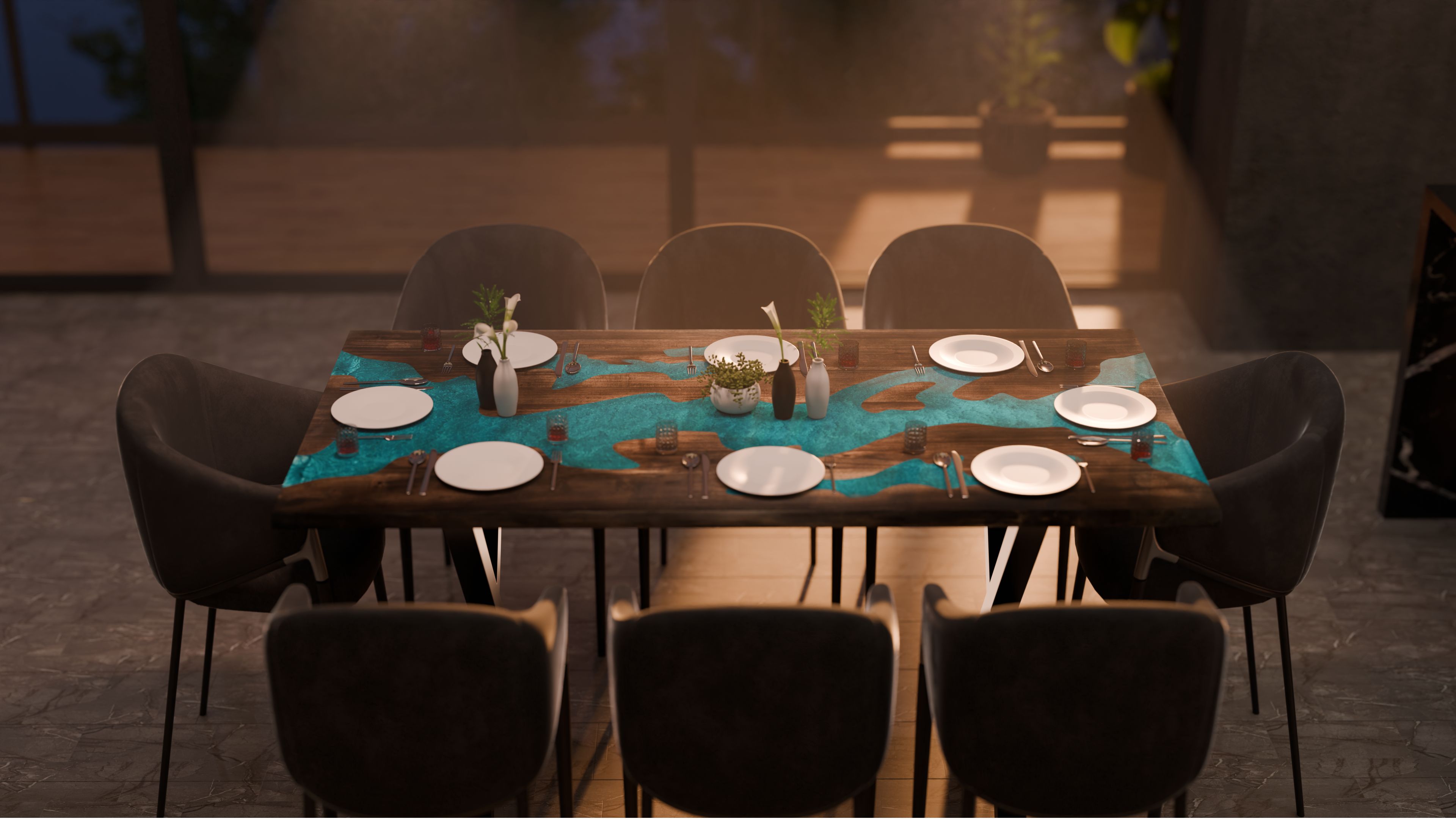72" x 38" Artisan Epoxy Resin Table
