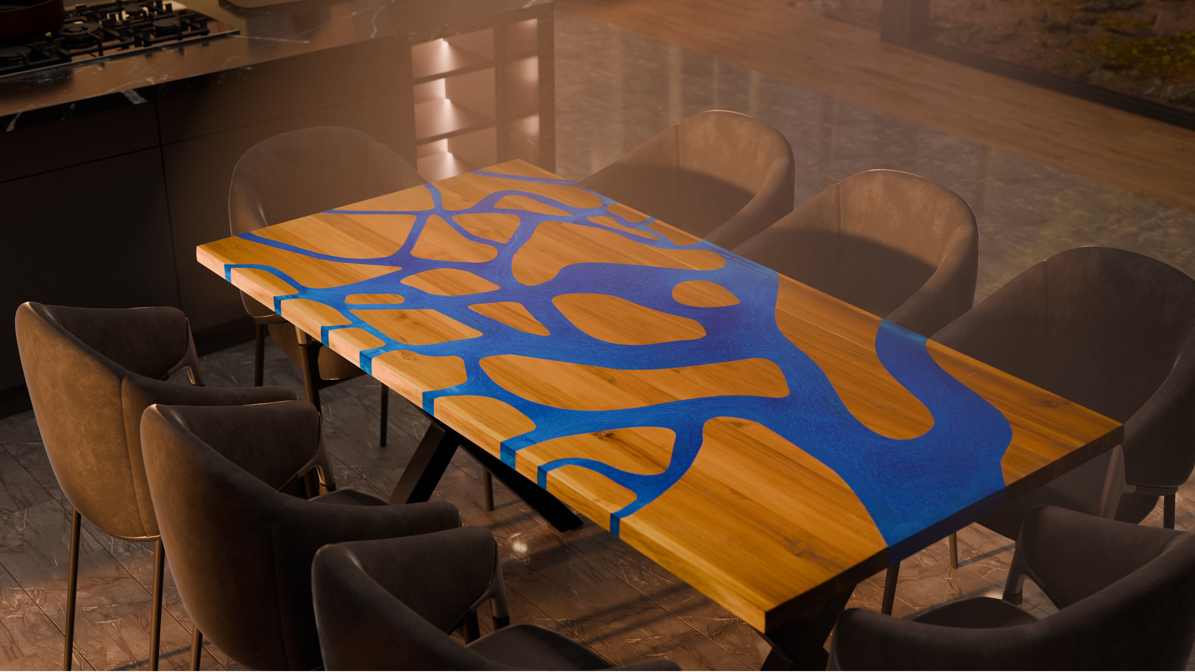 72" x 38" Artisan Epoxy Resin Table
