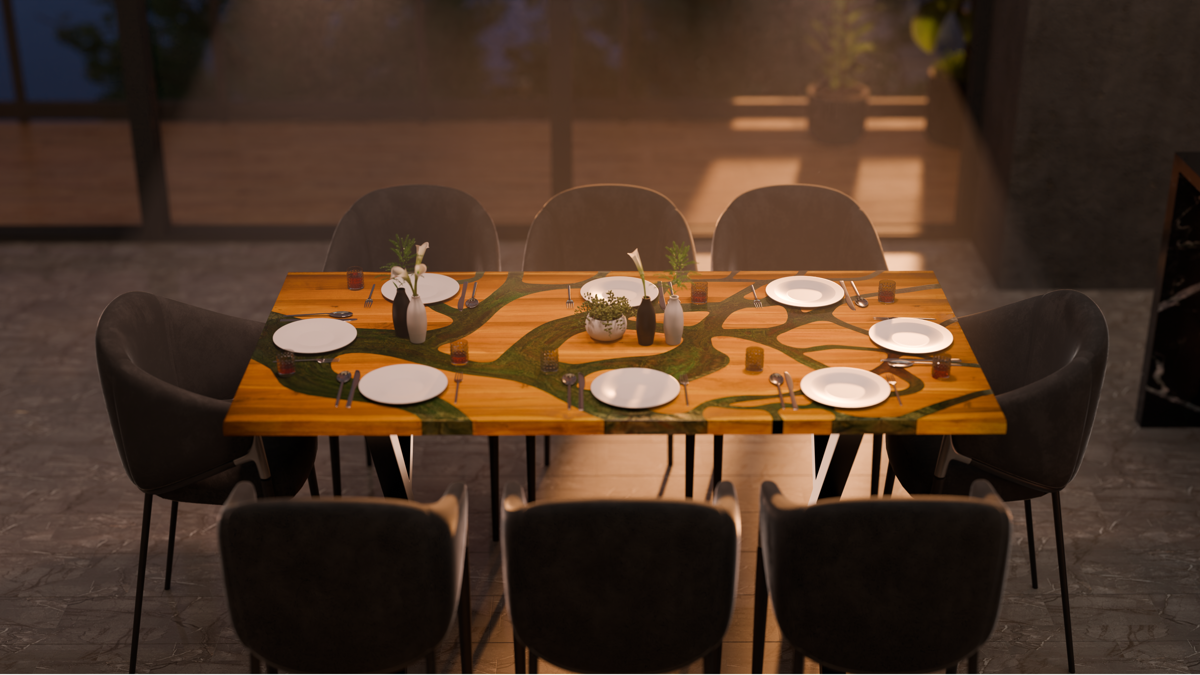 72" x 38" Artisan Epoxy Resin Table