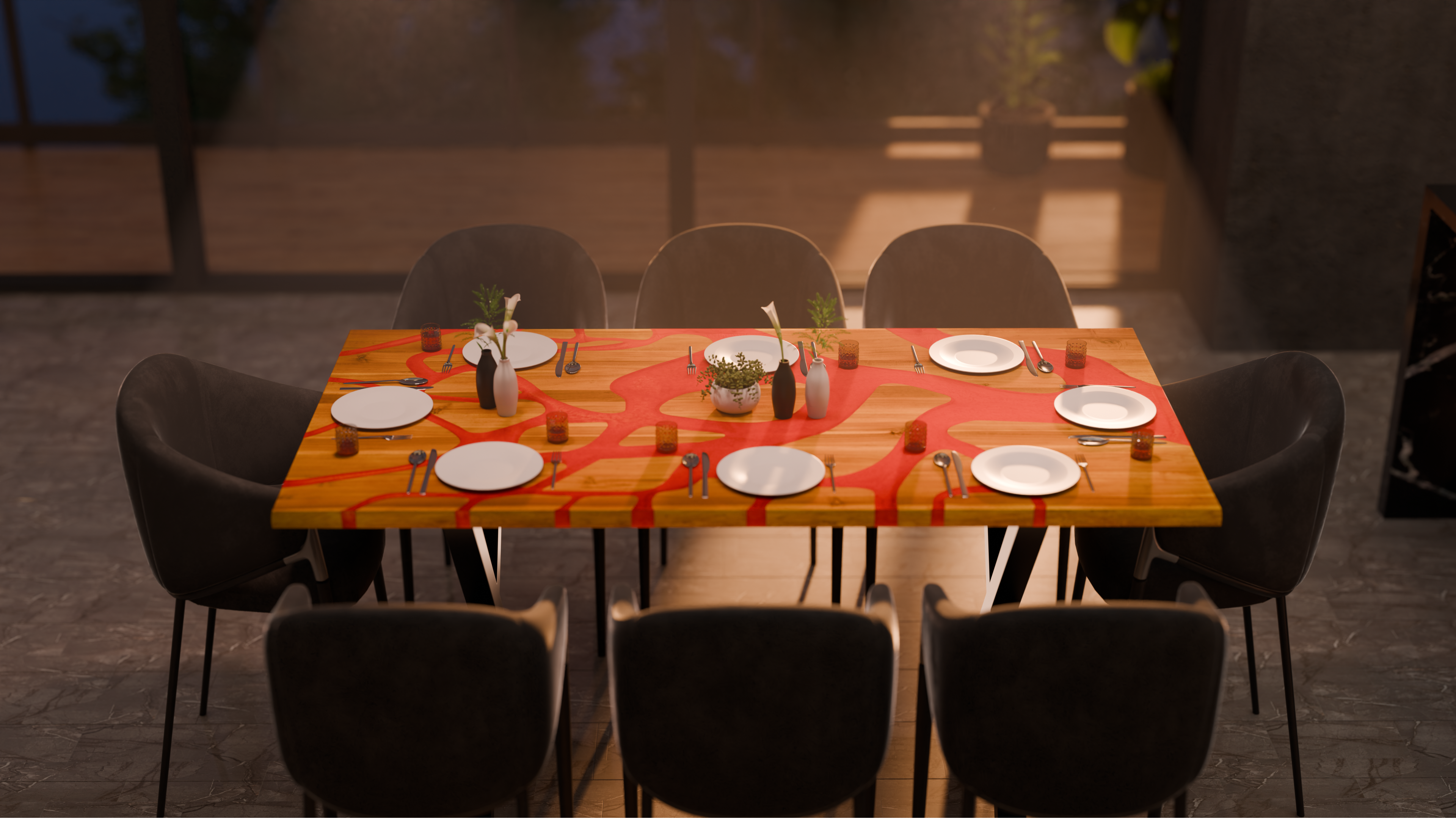 72" x 38" Artisan Epoxy Resin Table