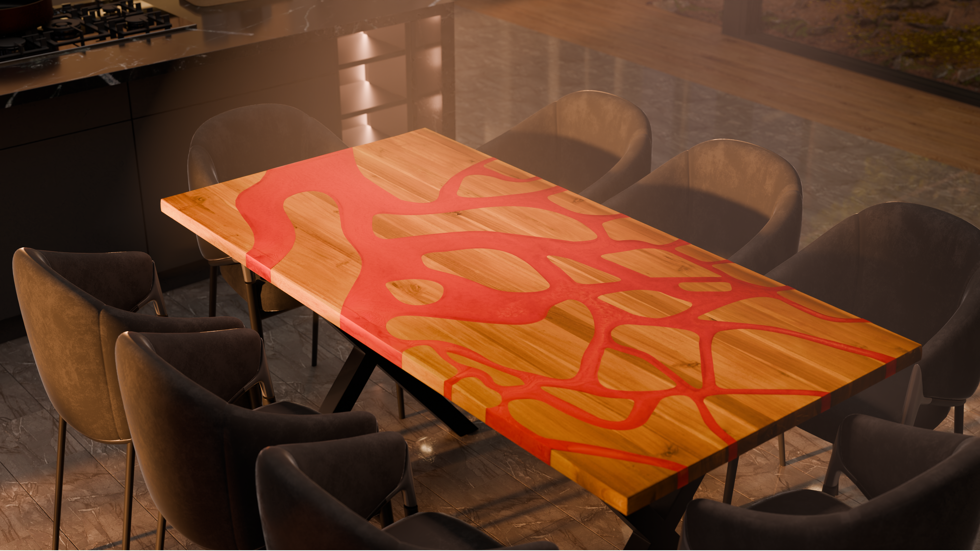 72" x 38" Artisan Epoxy Resin Table