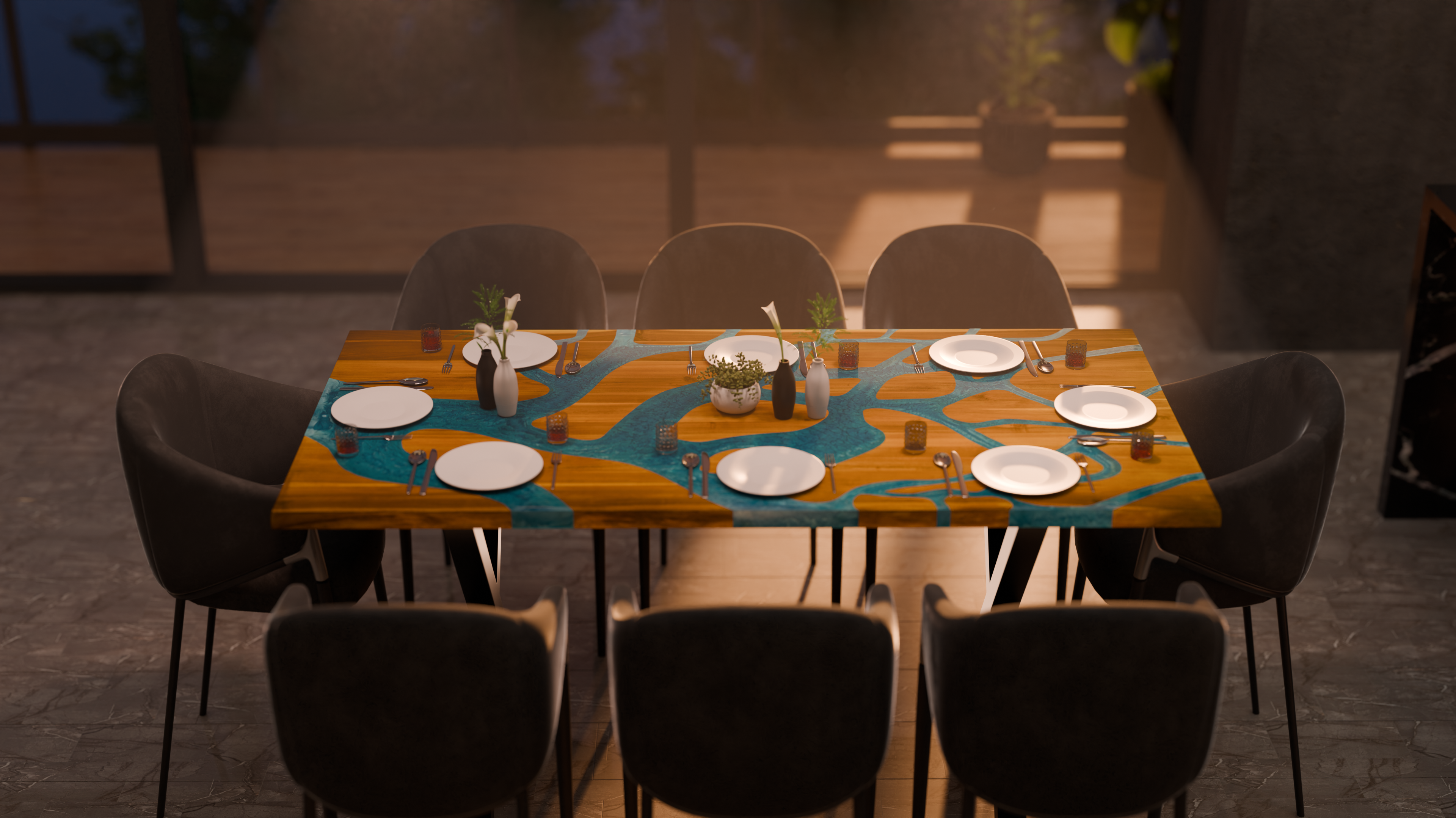 72" x 38" Artisan Epoxy Resin Table