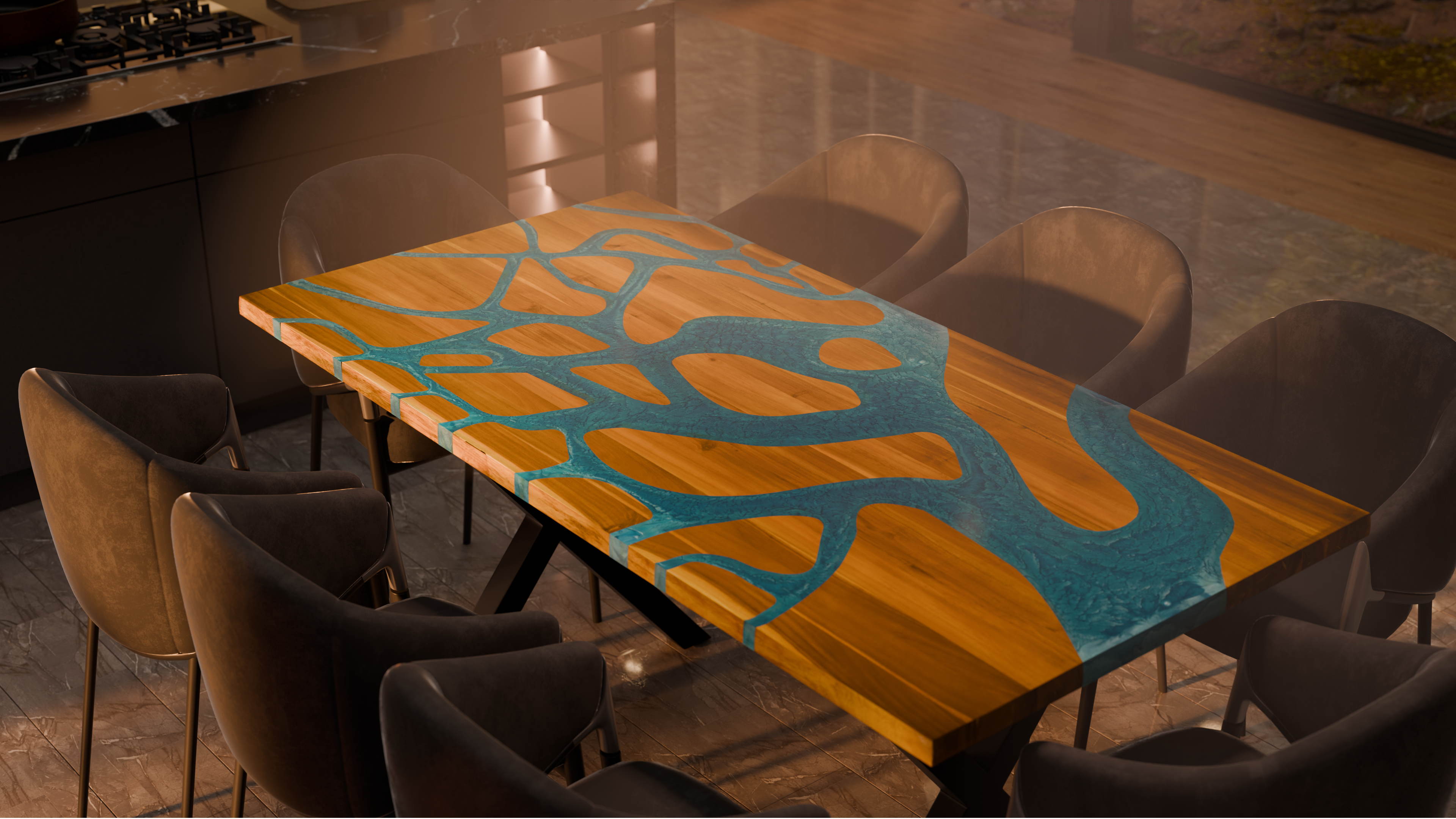 72" x 38" Artisan Epoxy Resin Table
