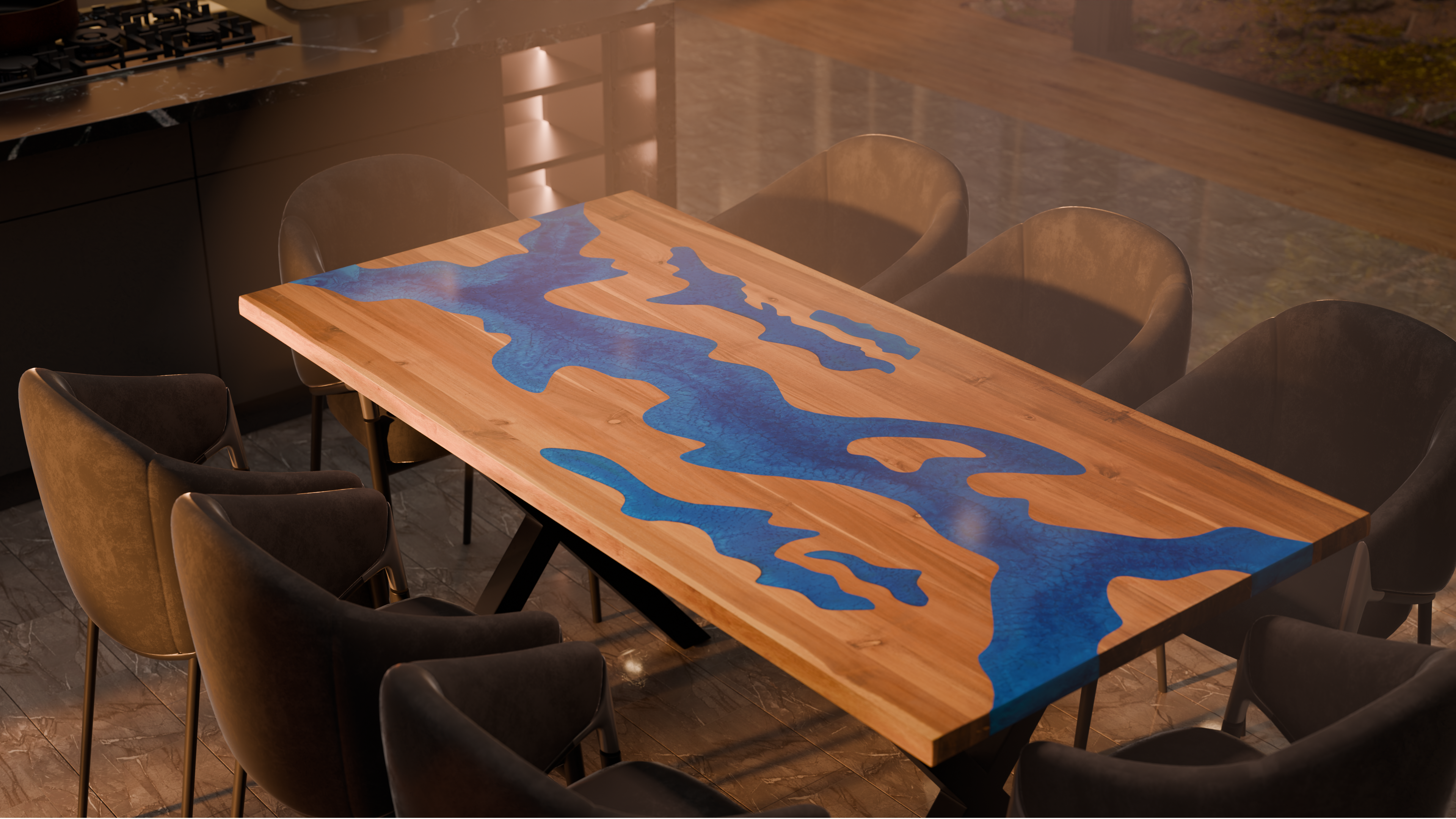72" x 38" Artisan Epoxy Resin Table