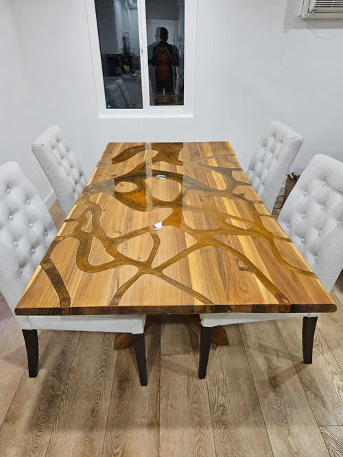 epoxy table in wood color