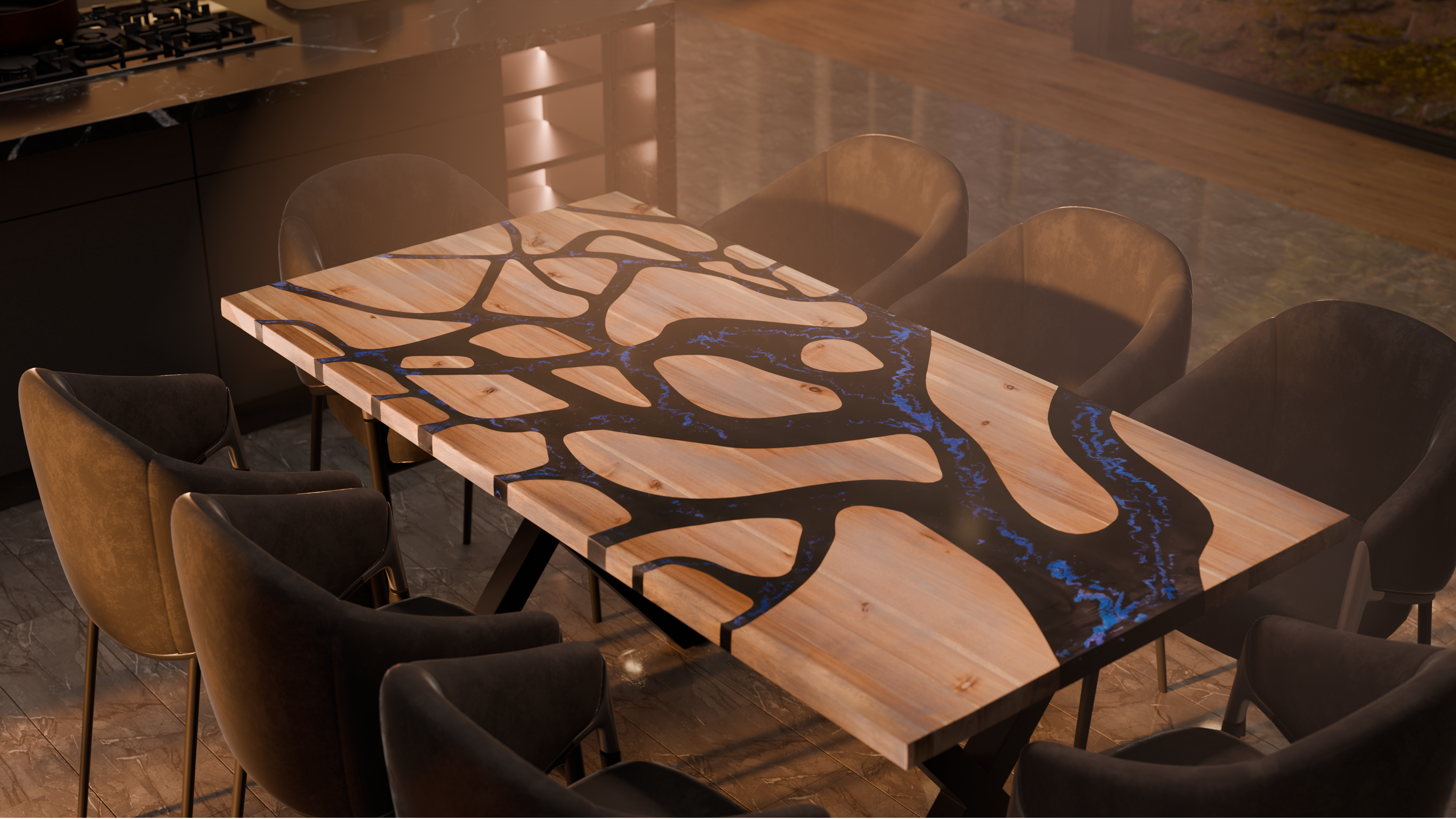 72" x 38" Artisan Epoxy Resin Table
