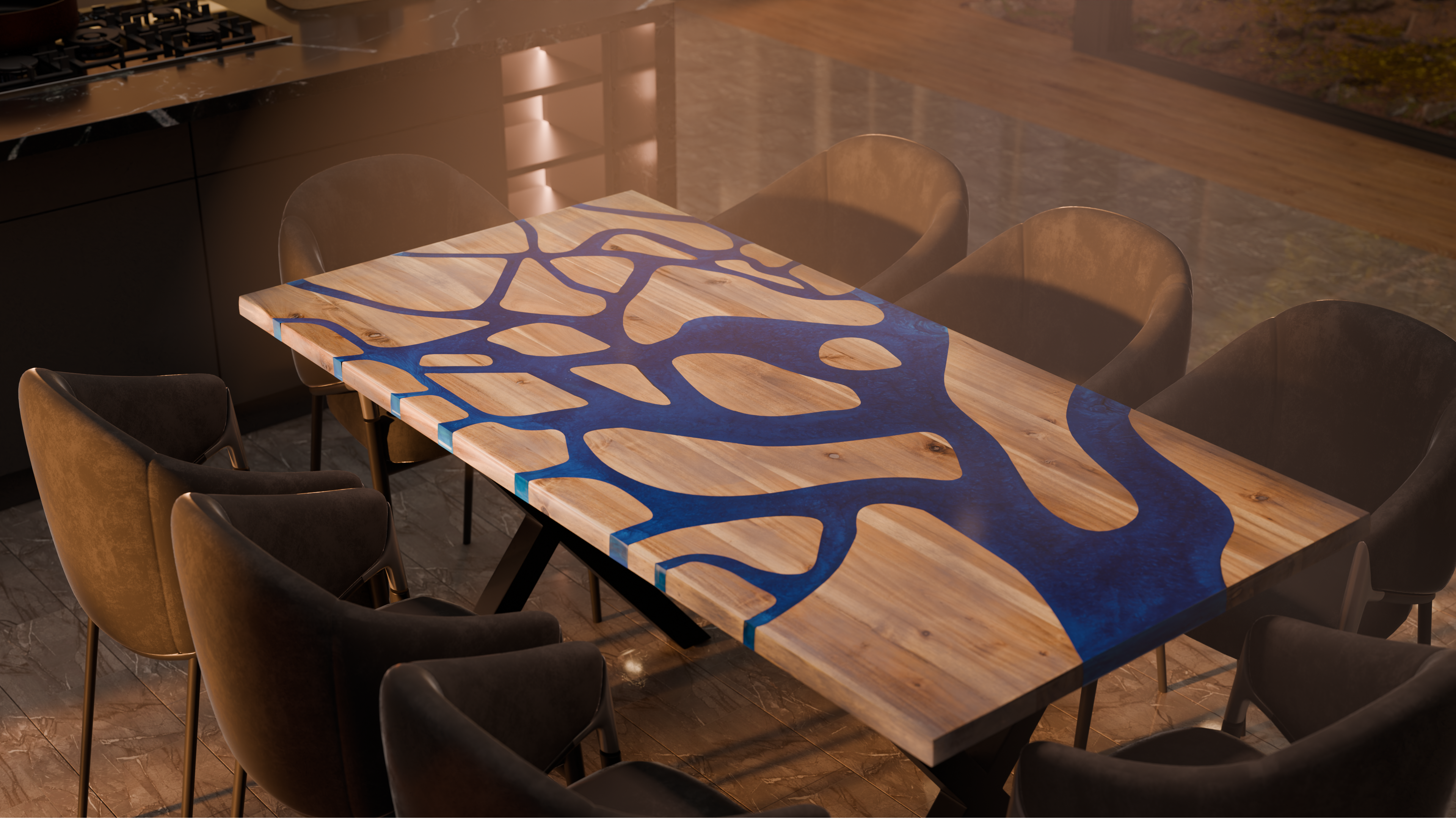 72" x 38" Artisan Epoxy Resin Table