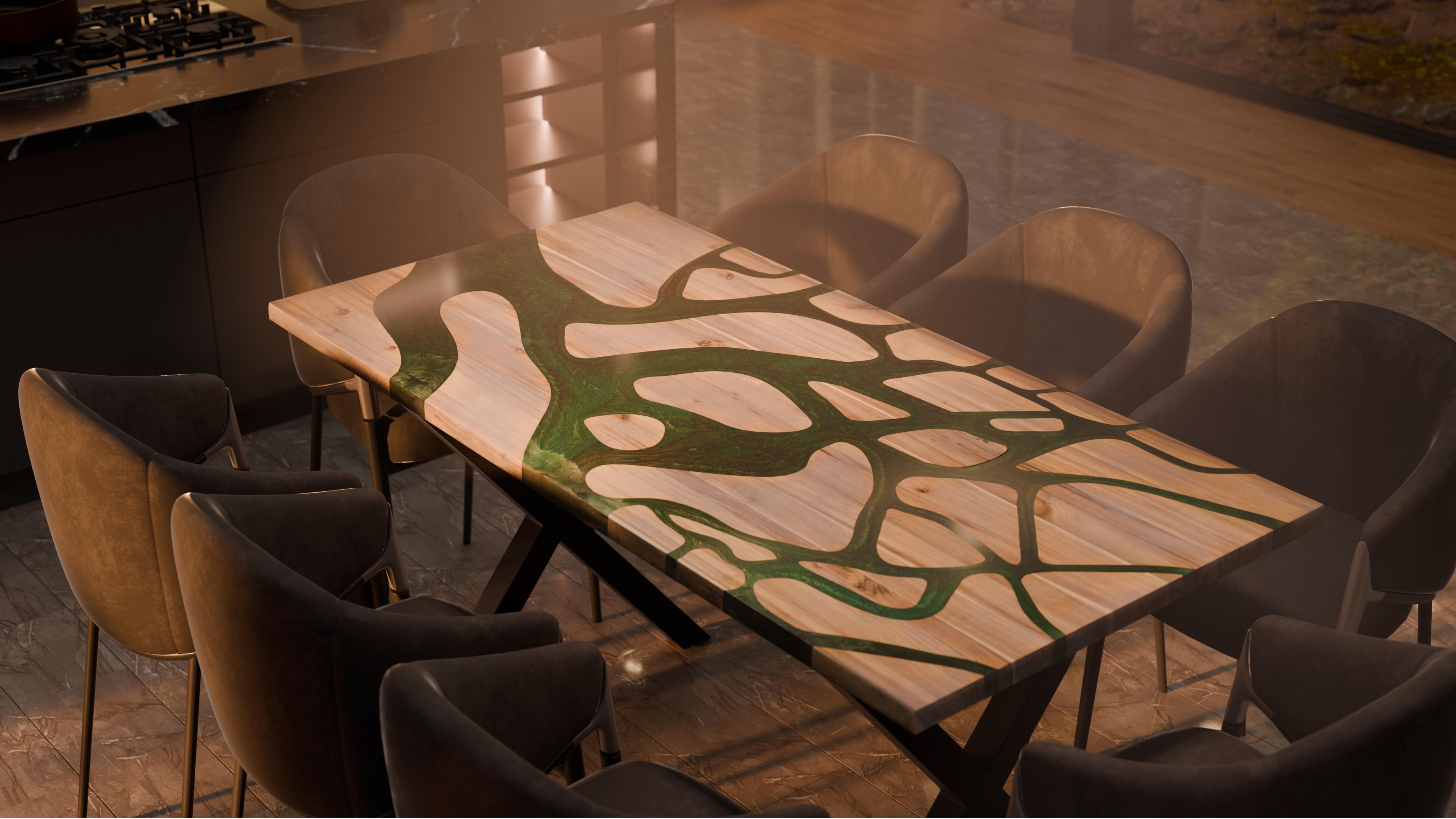 72" x 38" Artisan Epoxy Resin Table
