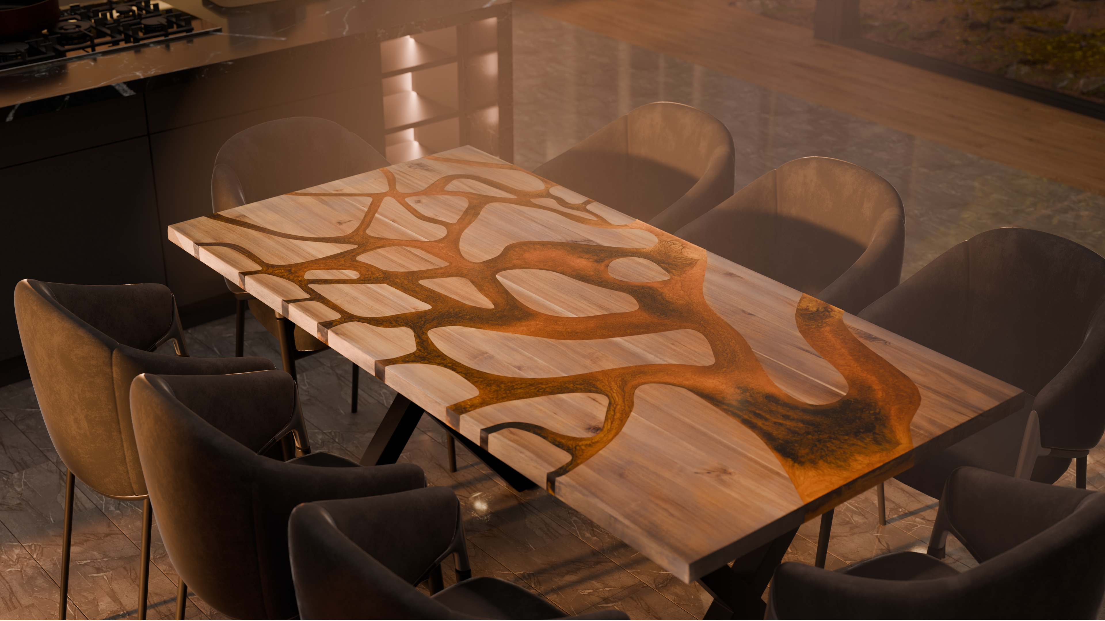 72" x 38" Artisan Epoxy Resin Table
