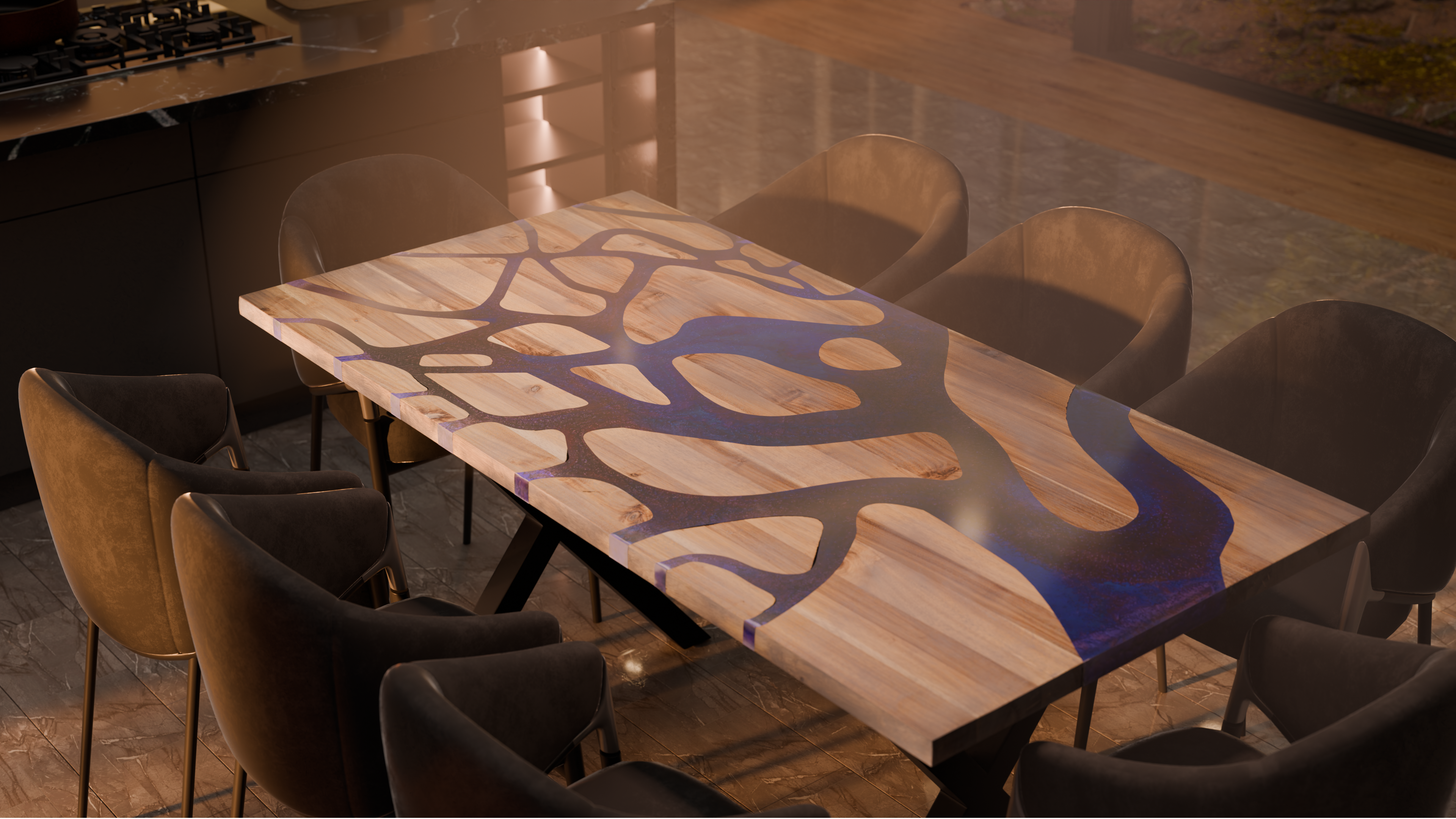 72" x 38" Artisan Epoxy Resin Table