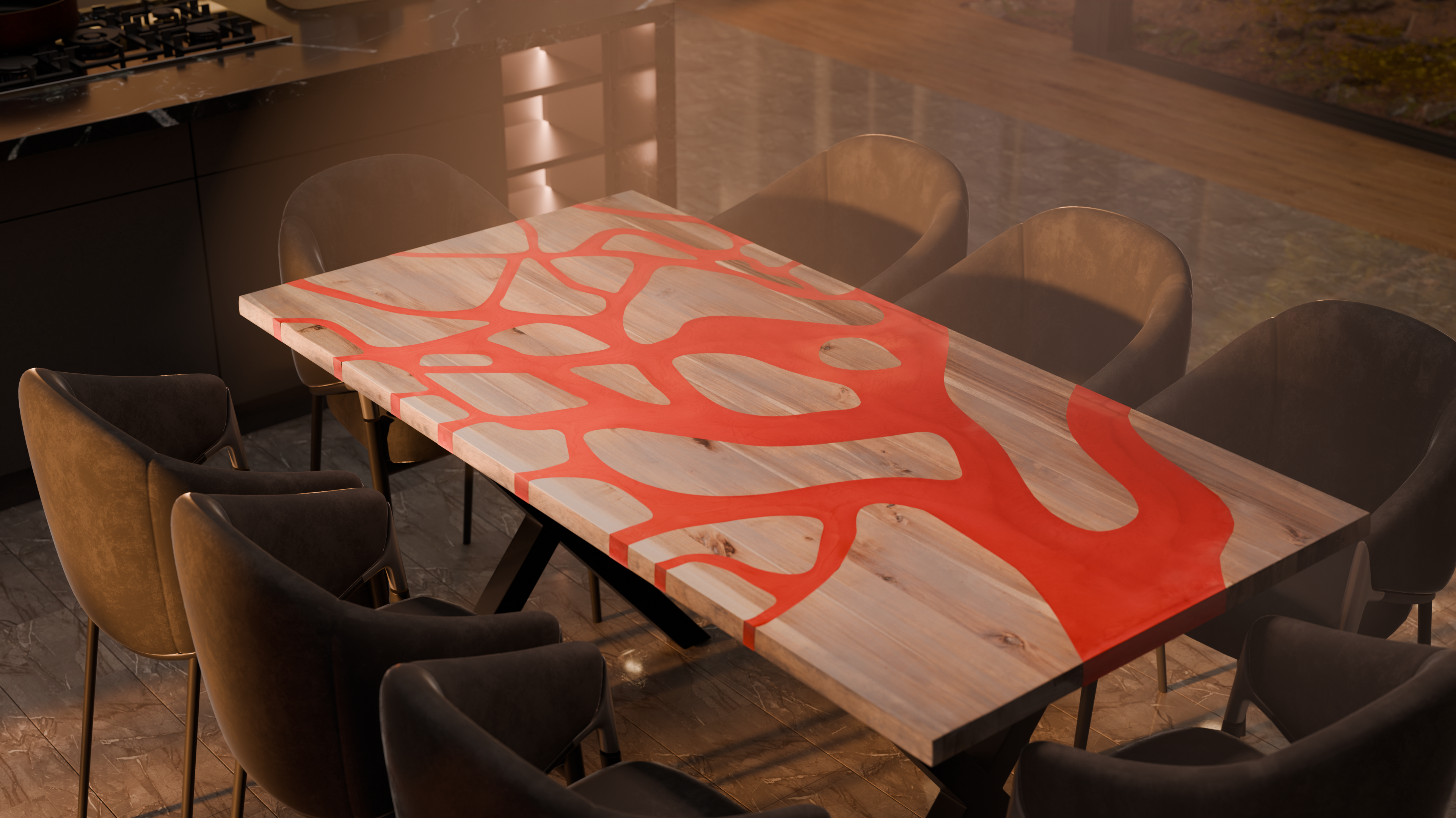 72" x 38" Artisan Epoxy Resin Table