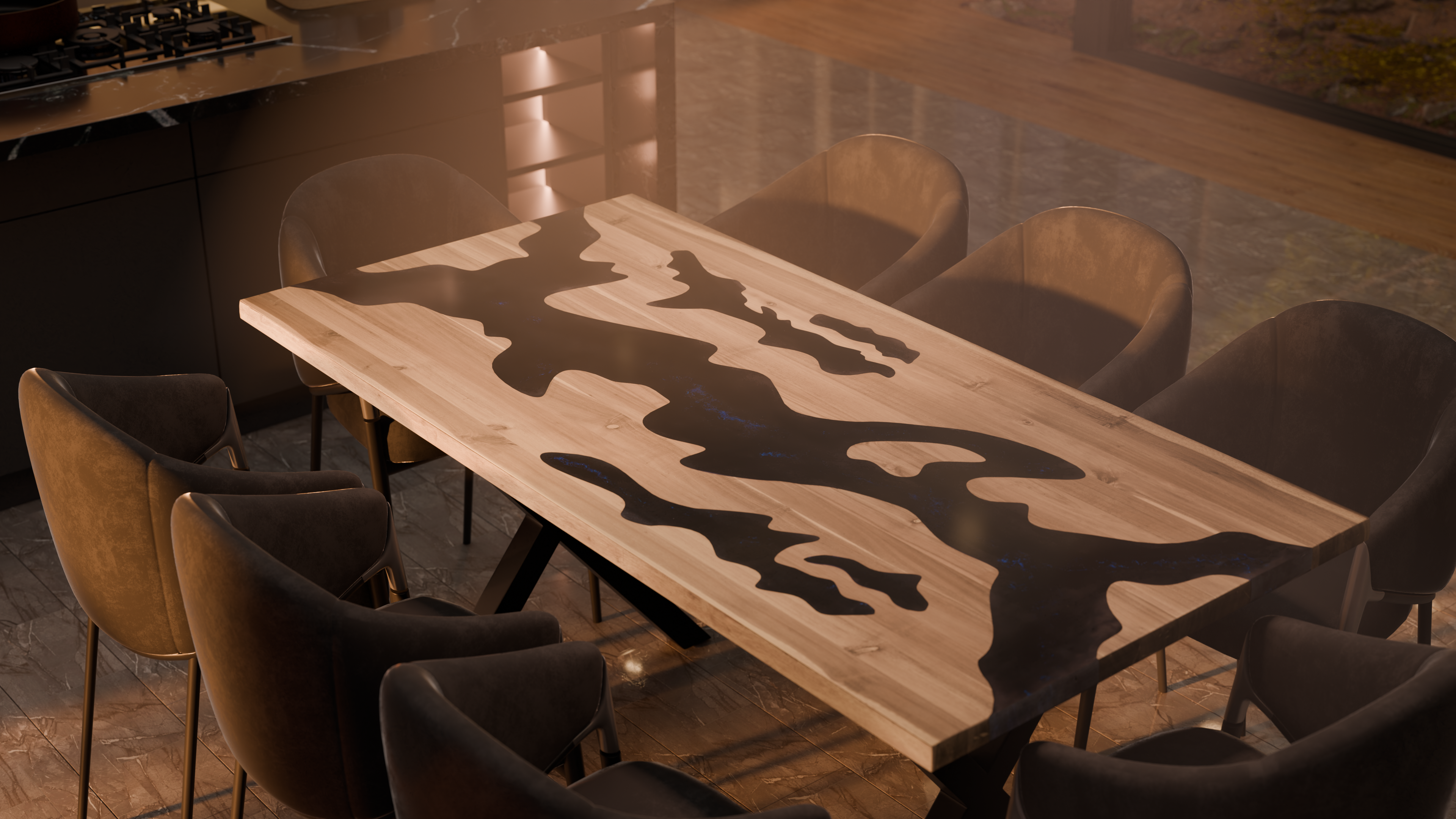 72" x 38" Artisan Epoxy Resin Table