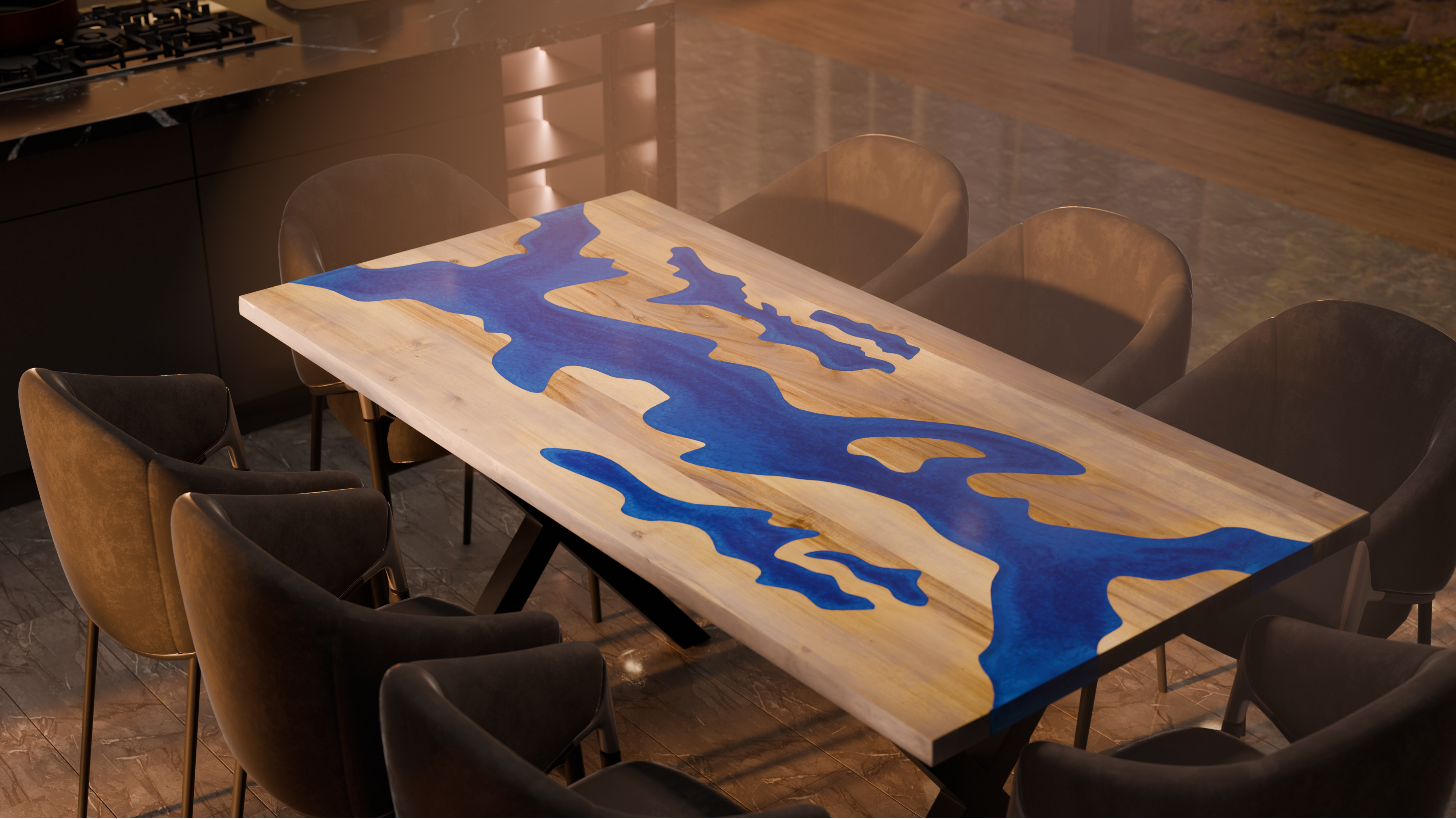 72" x 38" Artisan Epoxy Resin Table