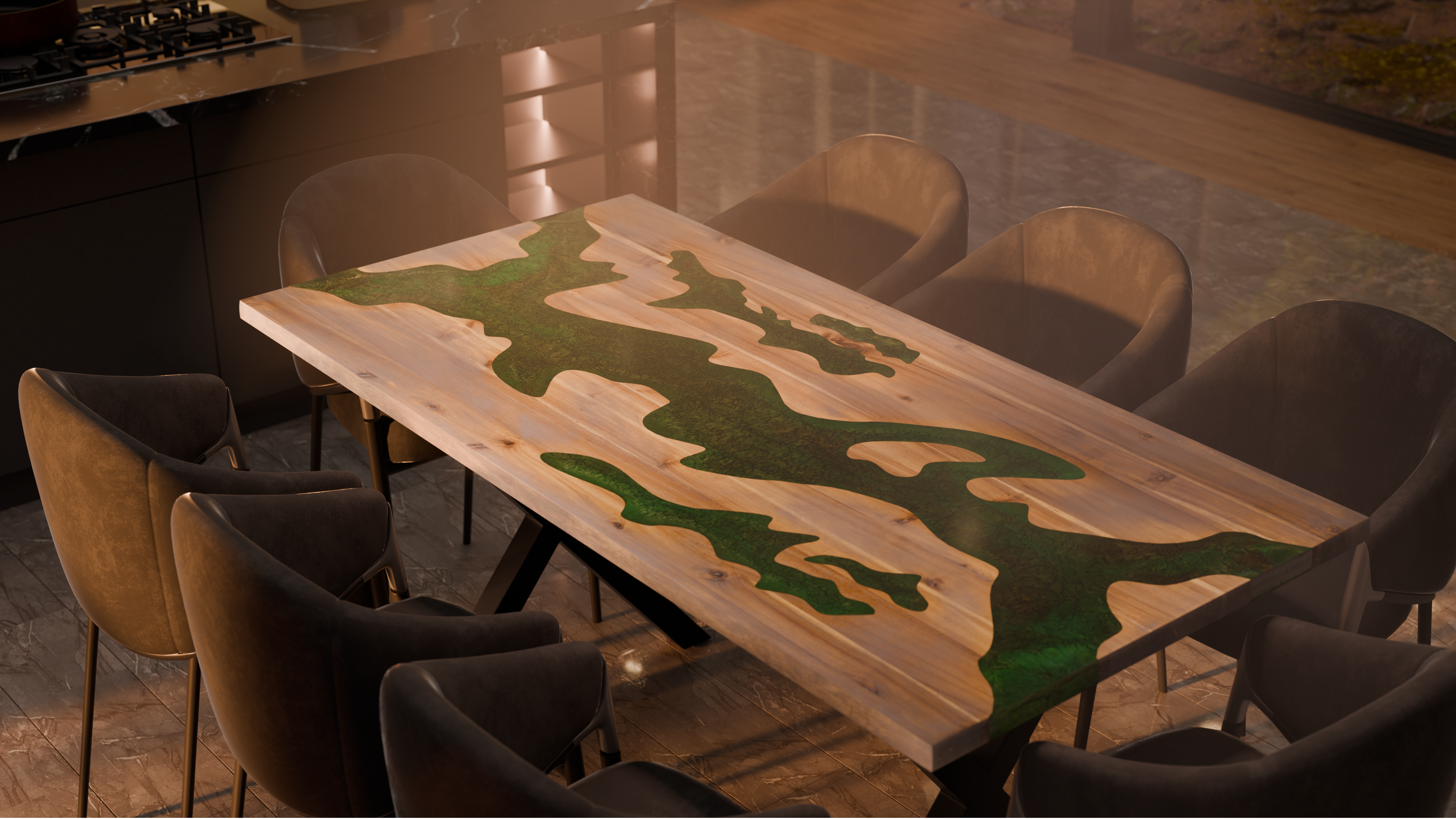 72" x 38" Artisan Epoxy Resin Table