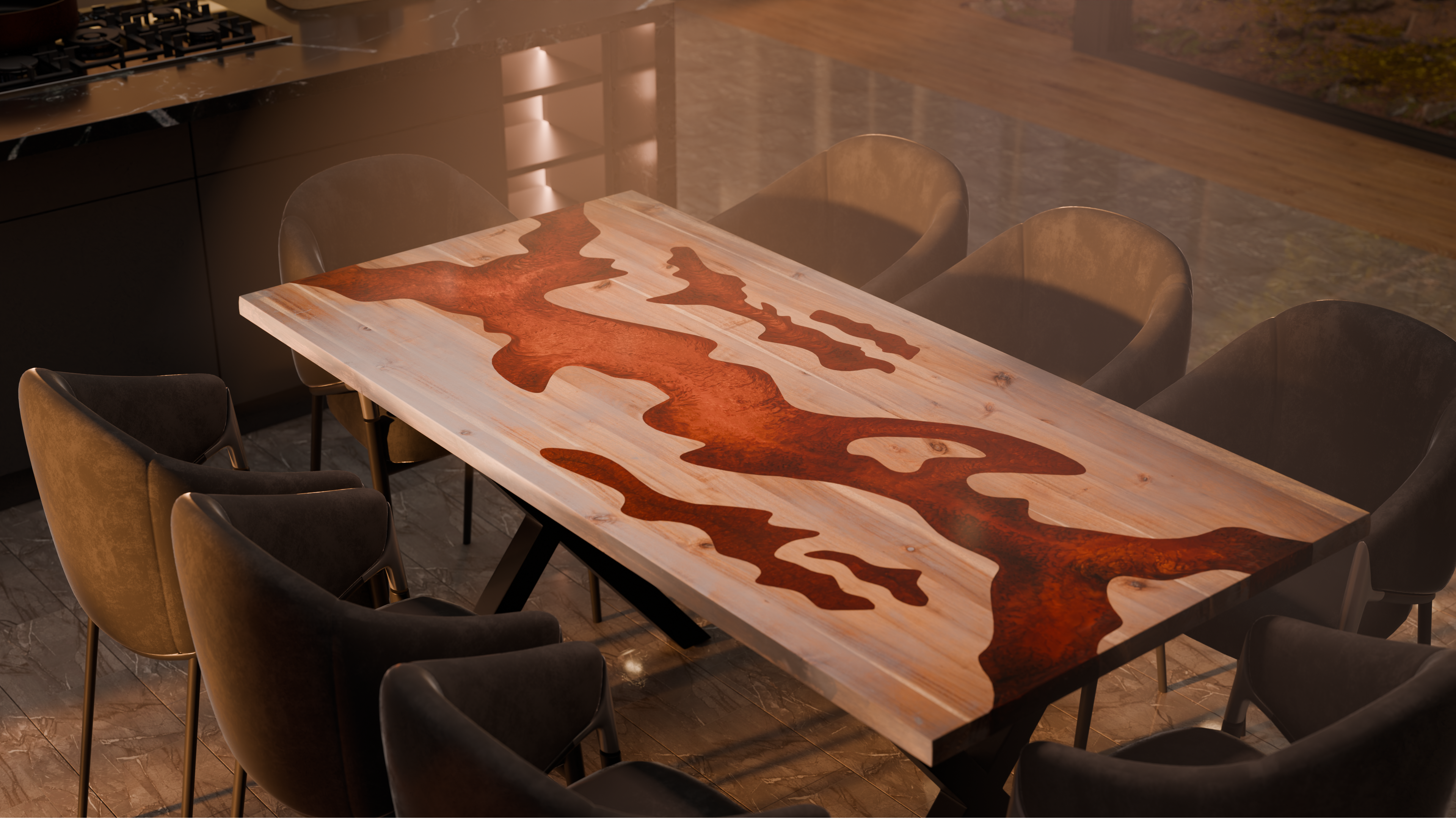 72" x 38" Artisan Epoxy Resin Table