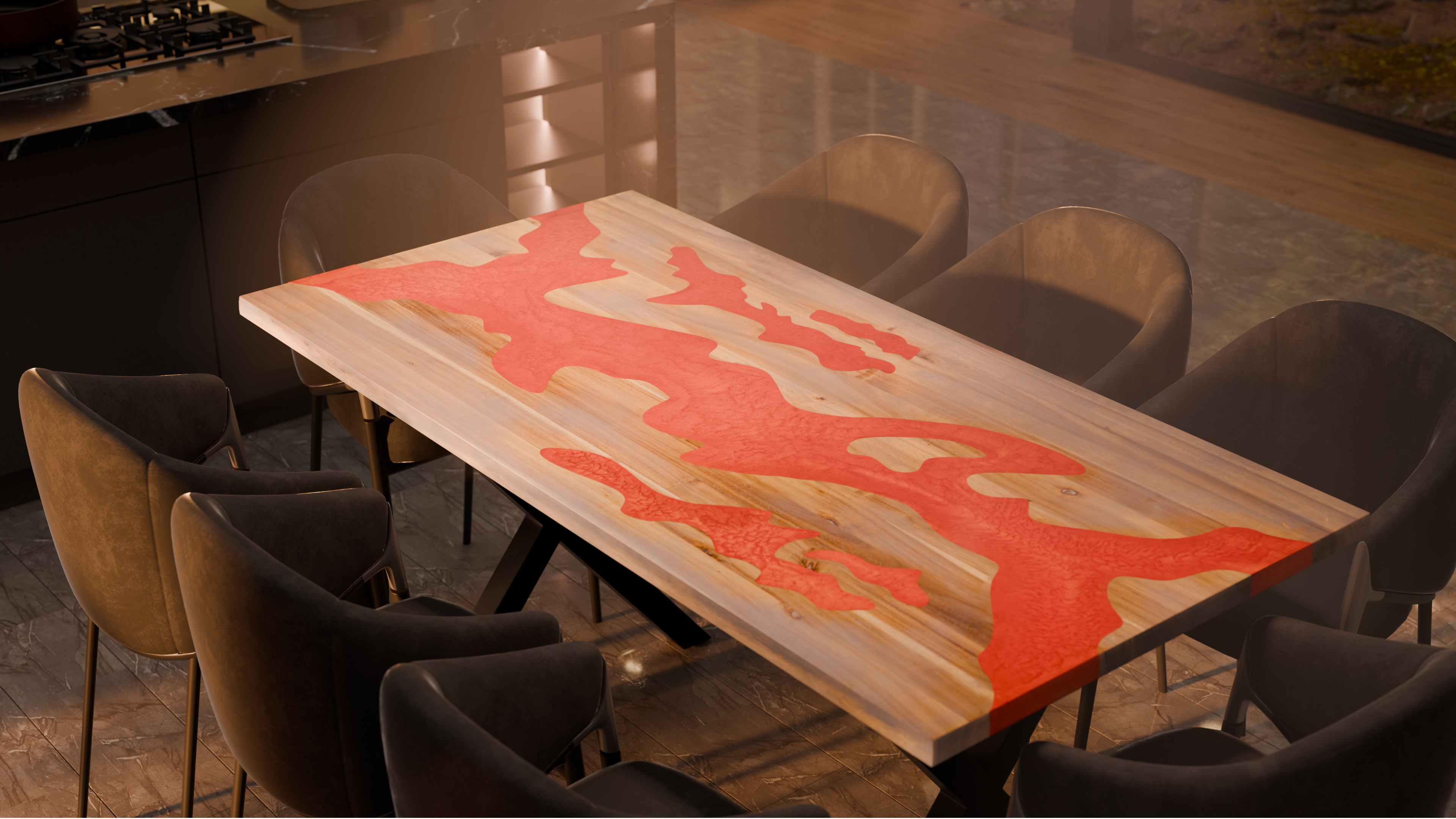 72" x 38" Artisan Epoxy Resin Table