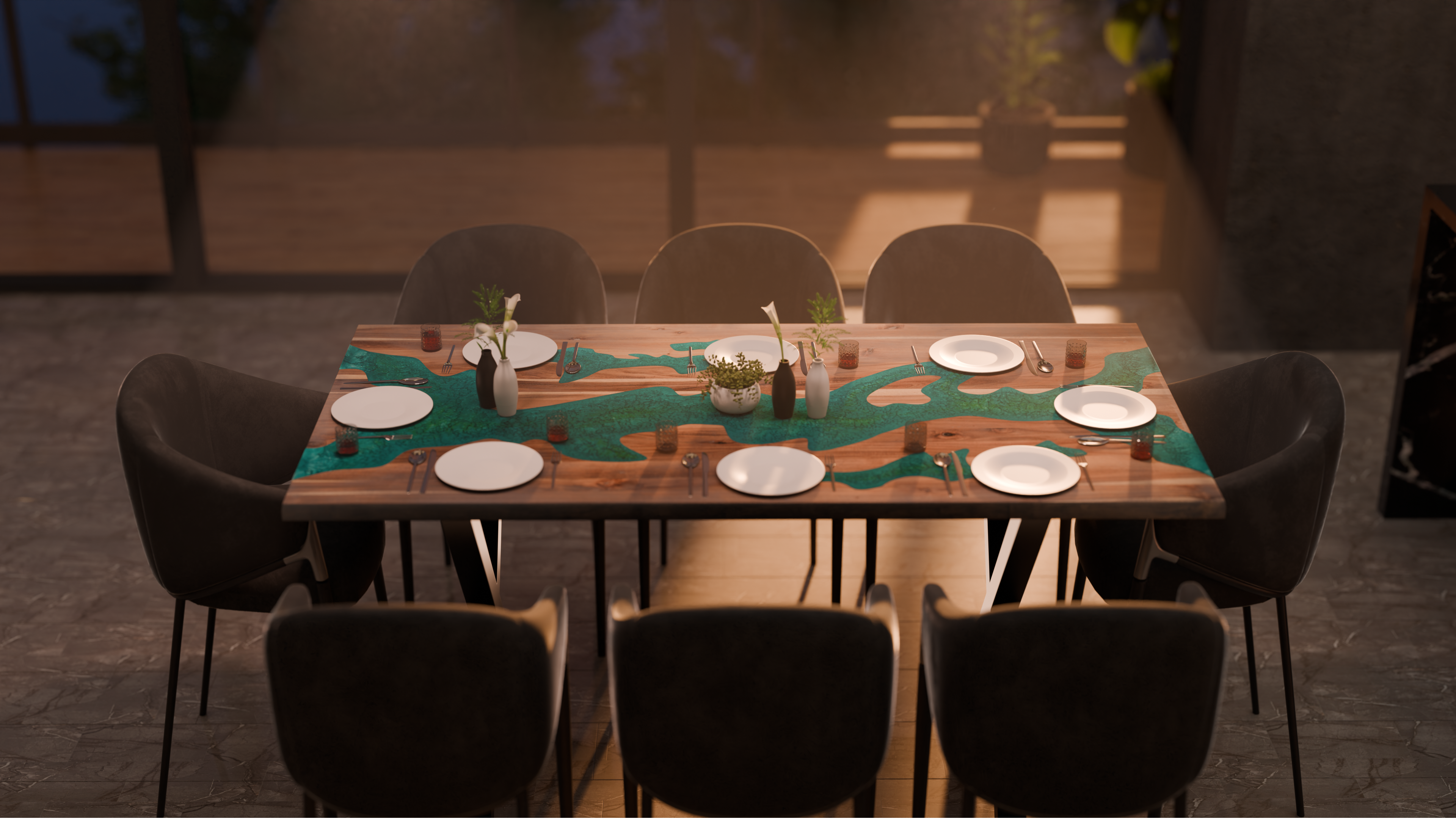72" x 38" Artisan Epoxy Resin Table