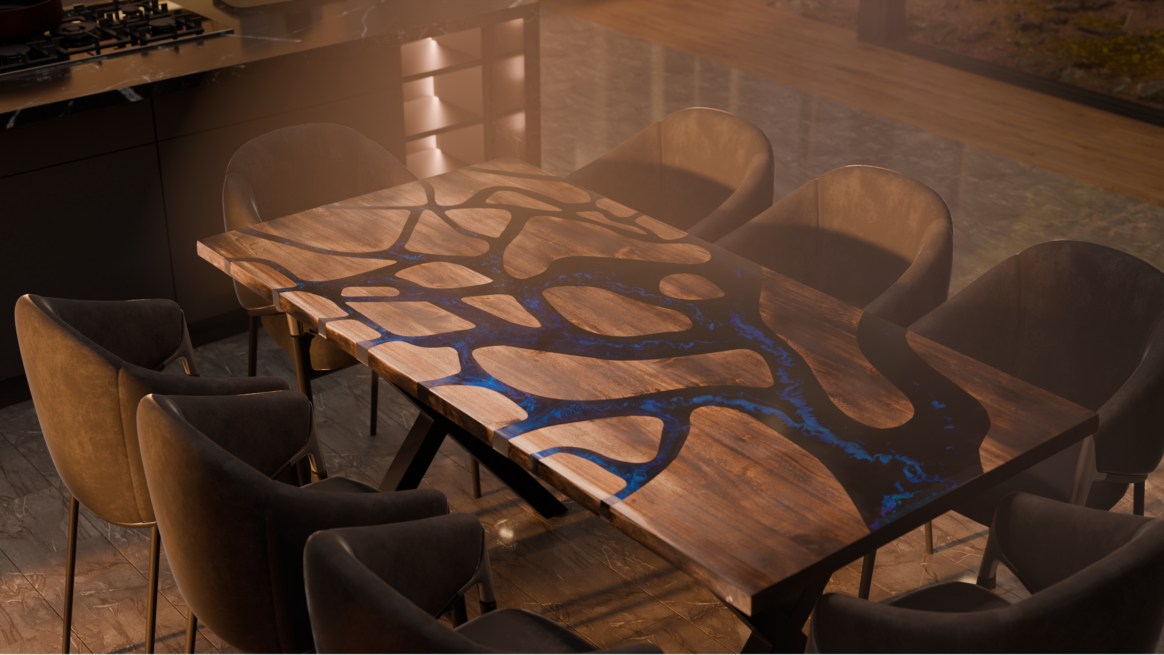 72" x 38" Artisan Epoxy Resin Table
