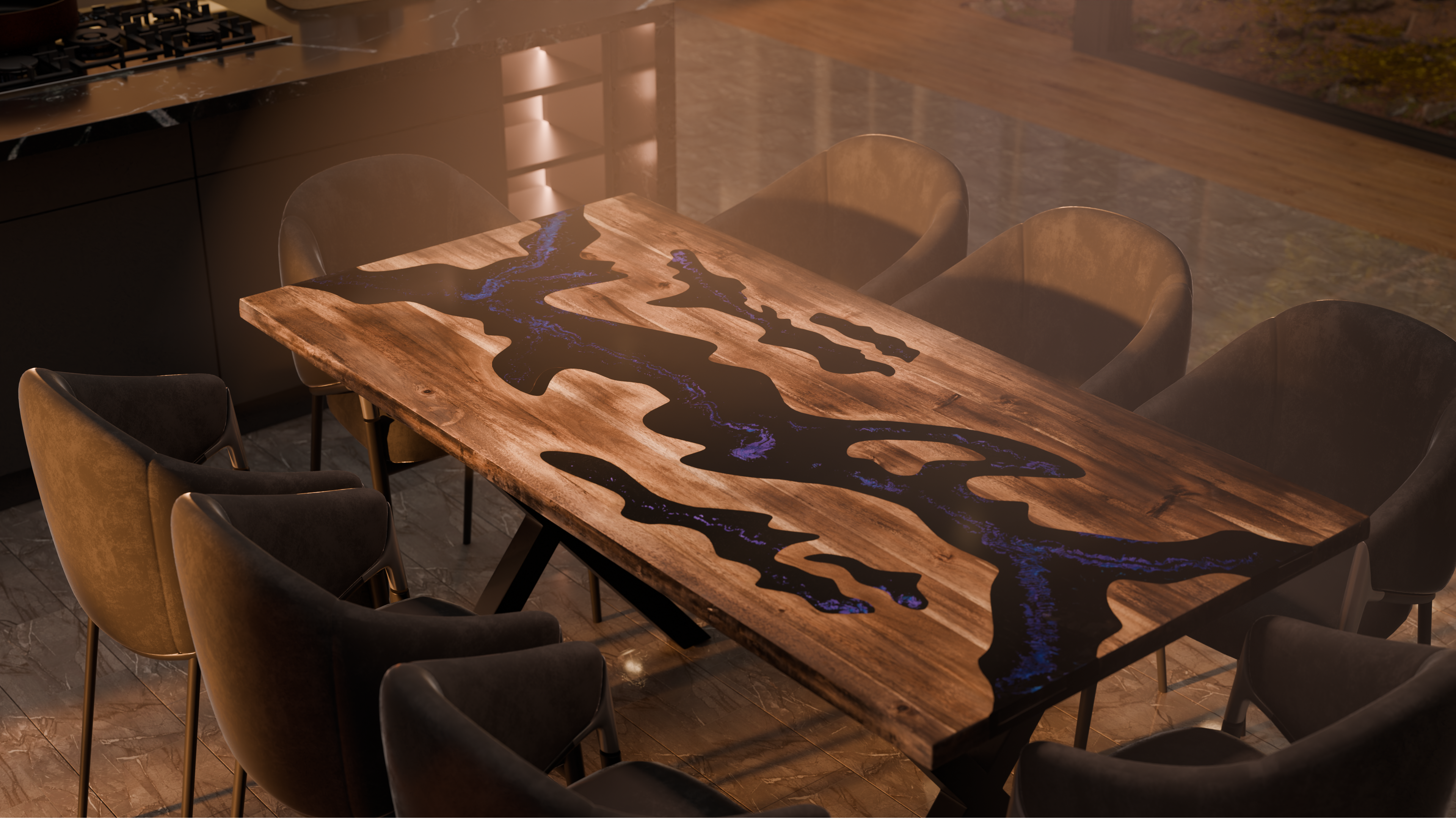 72" x 38" Artisan Epoxy Resin Table