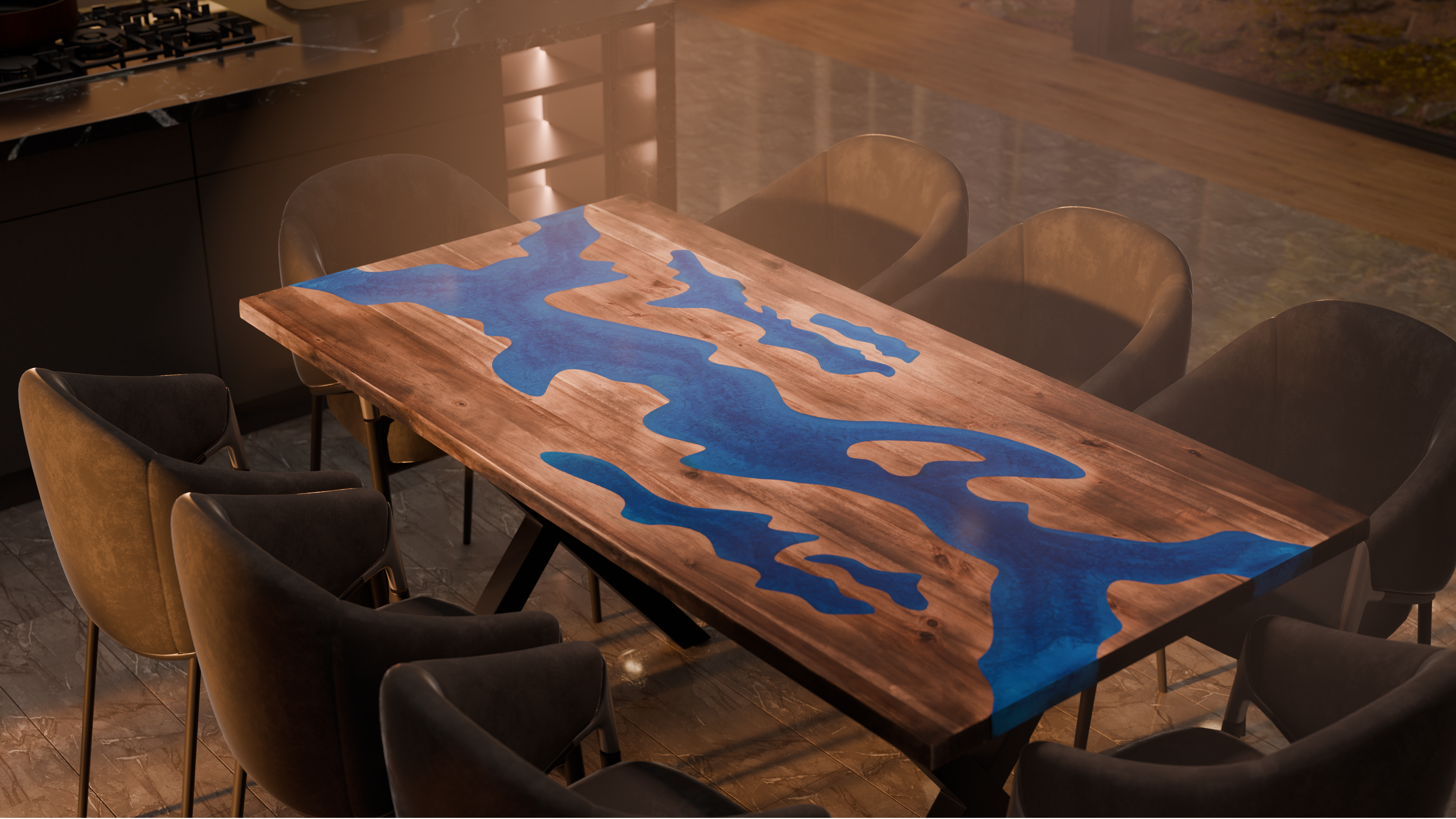 72" x 38" Artisan Epoxy Resin Table