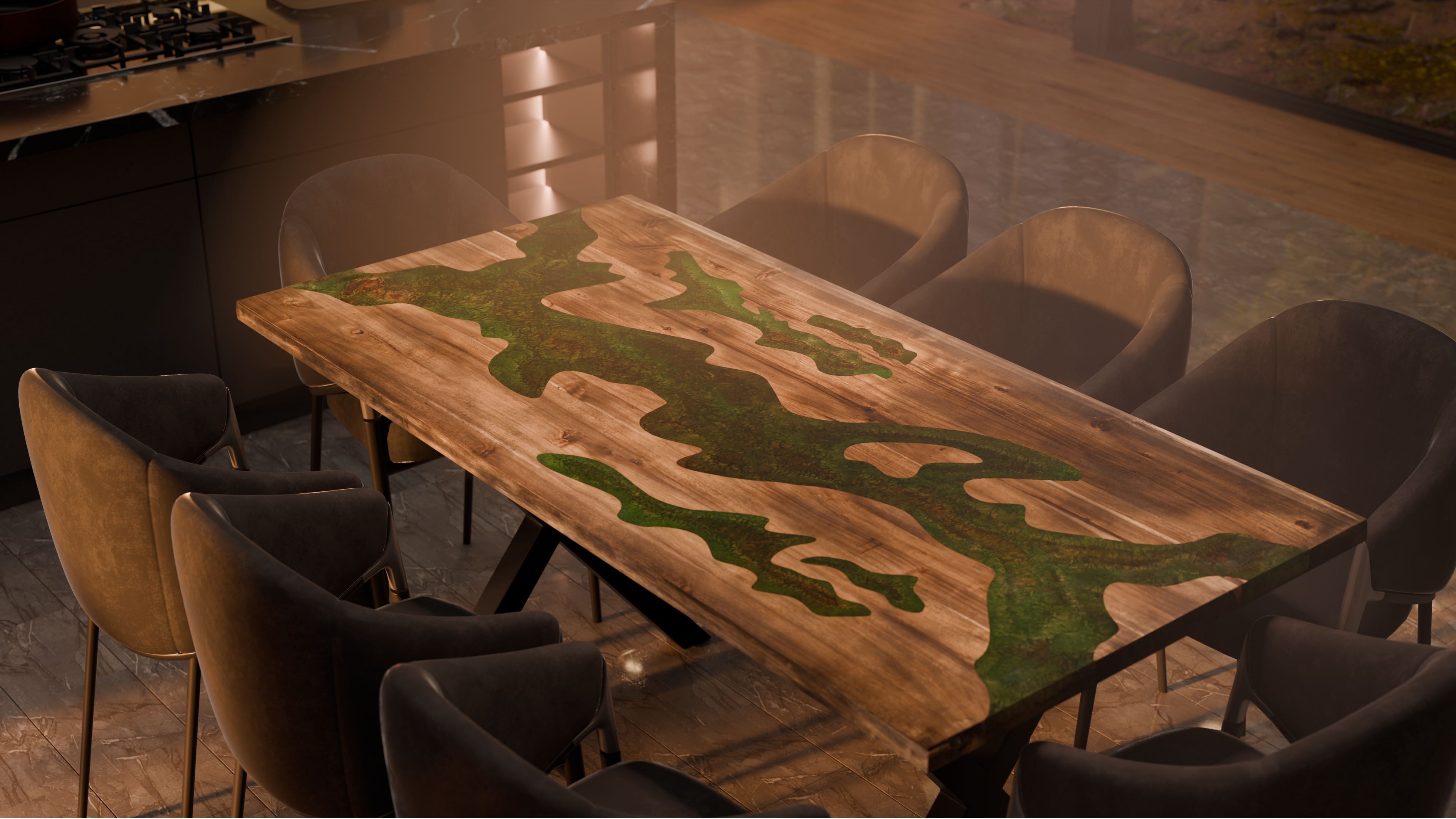 72" x 38" Artisan Epoxy Resin Table
