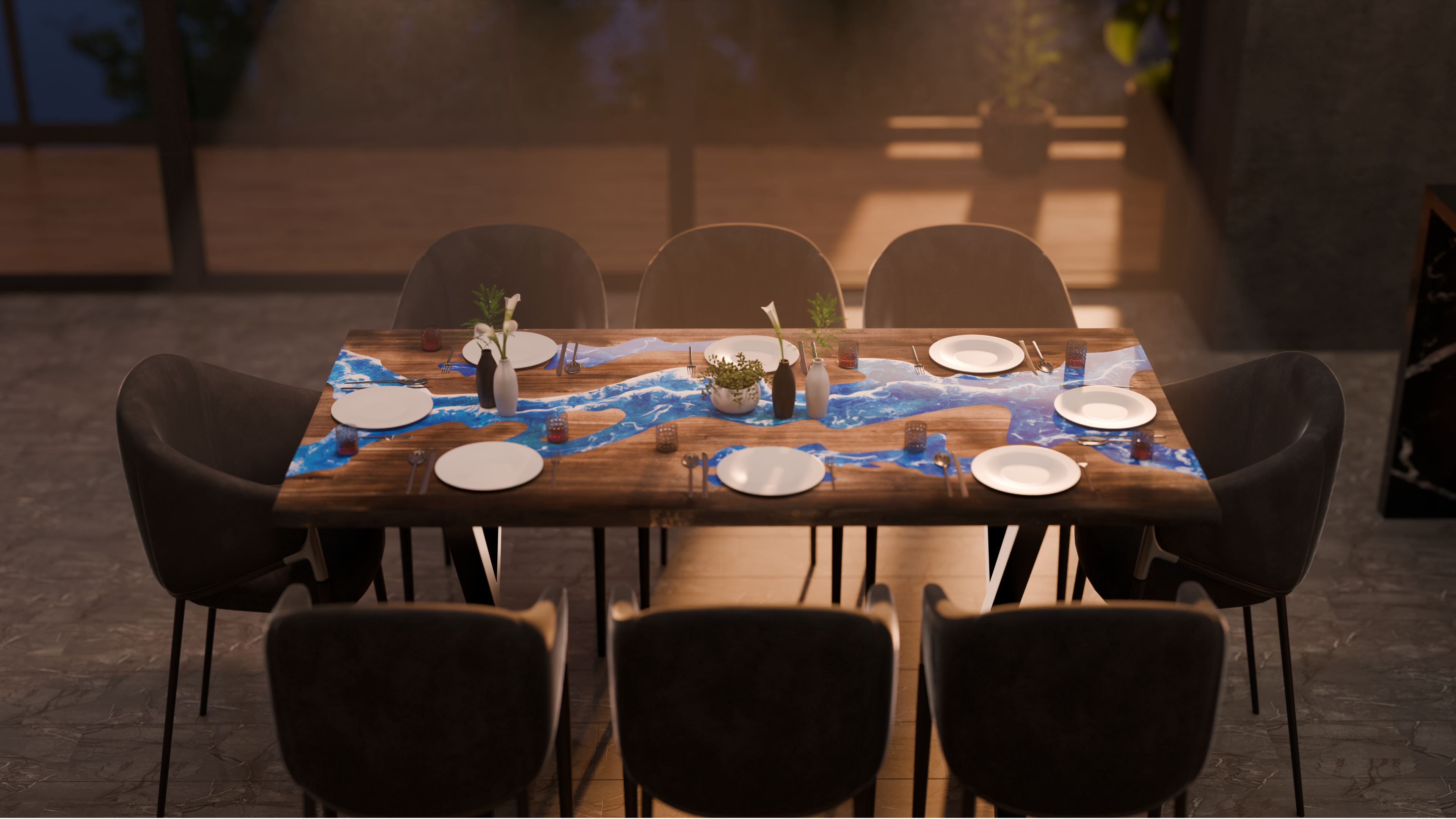 72" x 38" Artisan Epoxy Resin Table