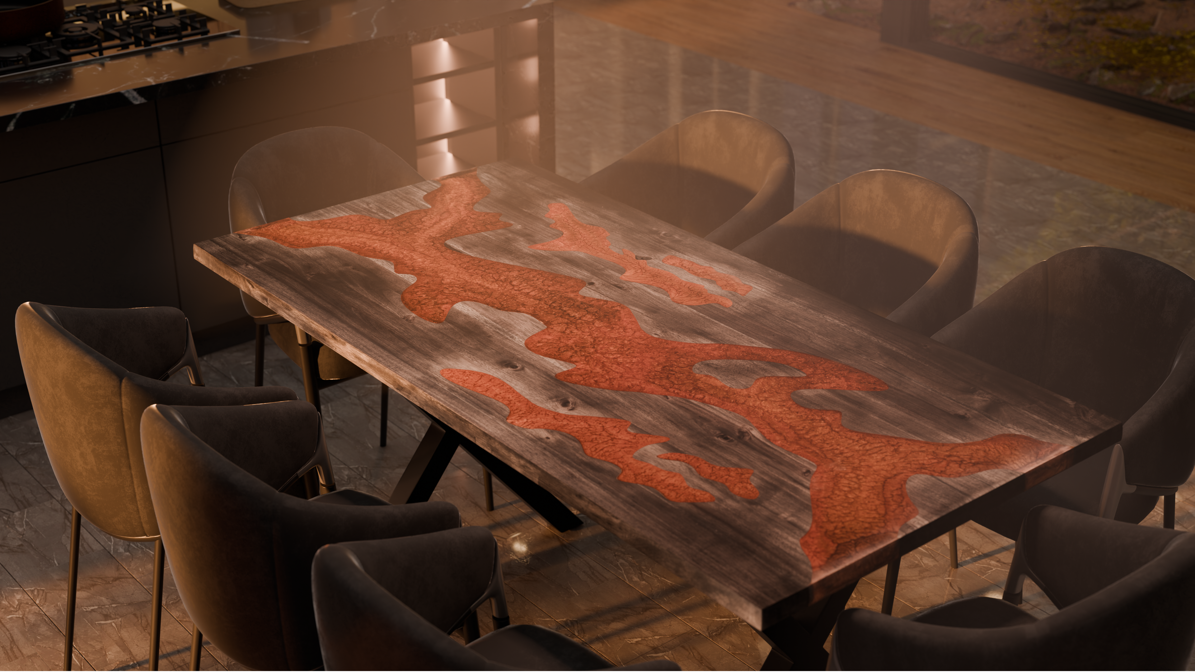 72" x 38" Artisan Epoxy Resin Table