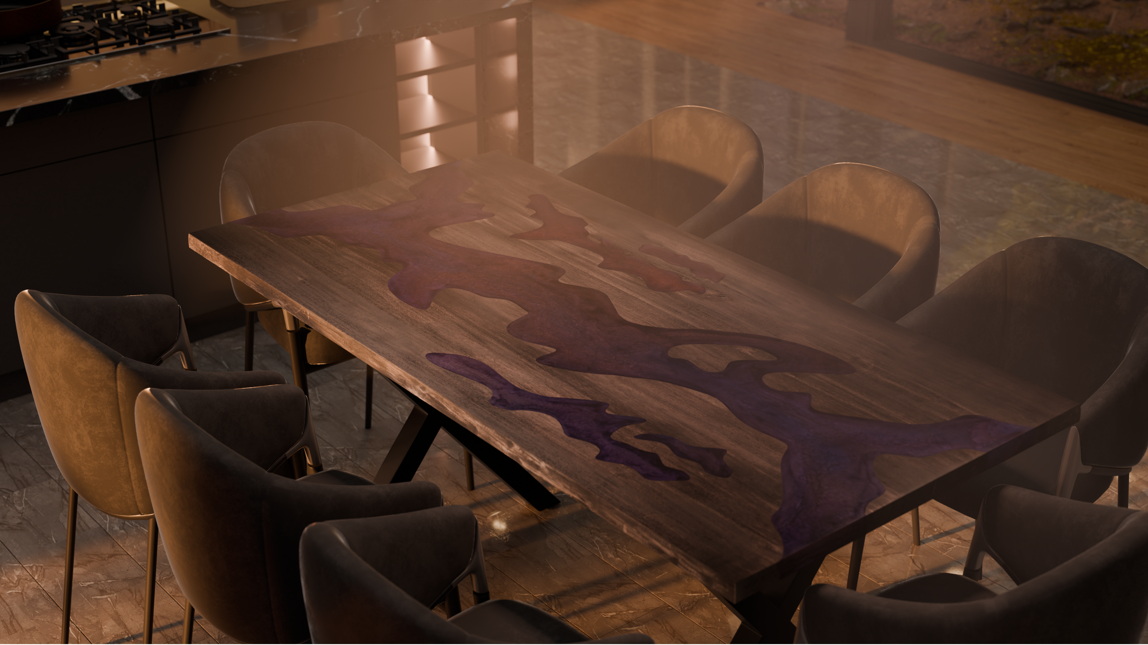 72" x 38" Artisan Epoxy Resin Table