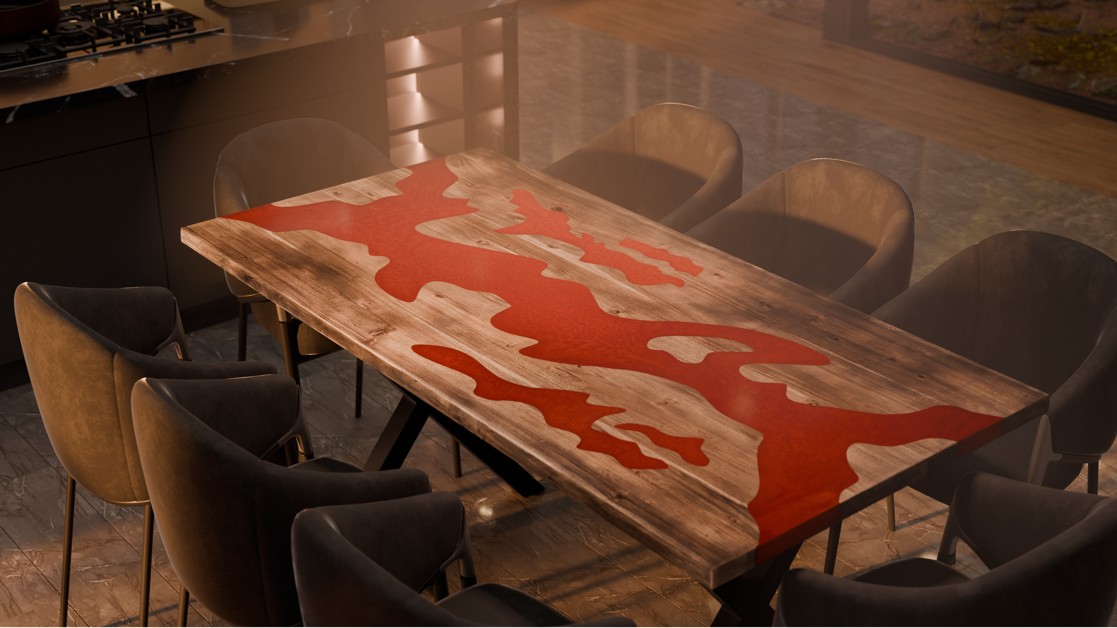 72" x 38" Artisan Epoxy Resin Table