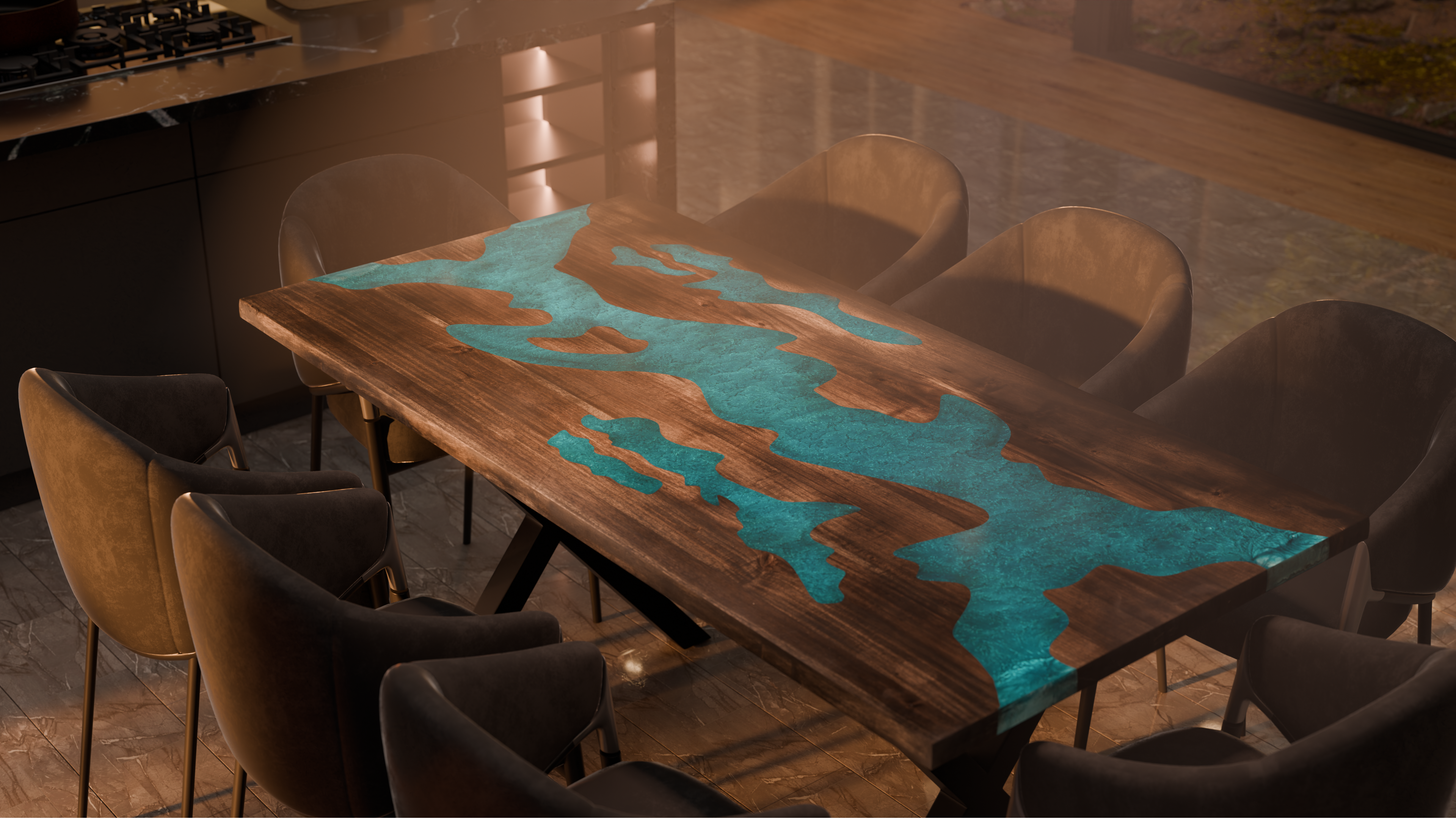 72" x 38" Artisan Epoxy Resin Table