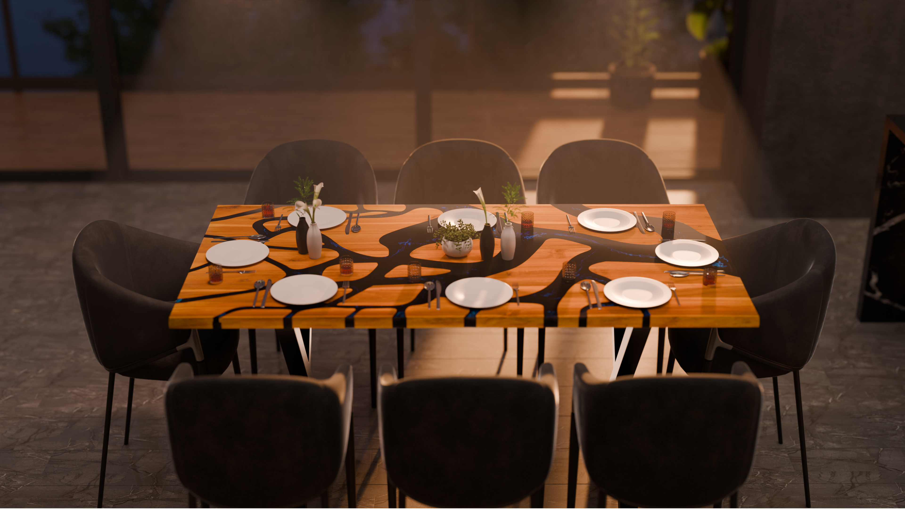 72" x 38" Artisan Epoxy Resin Table