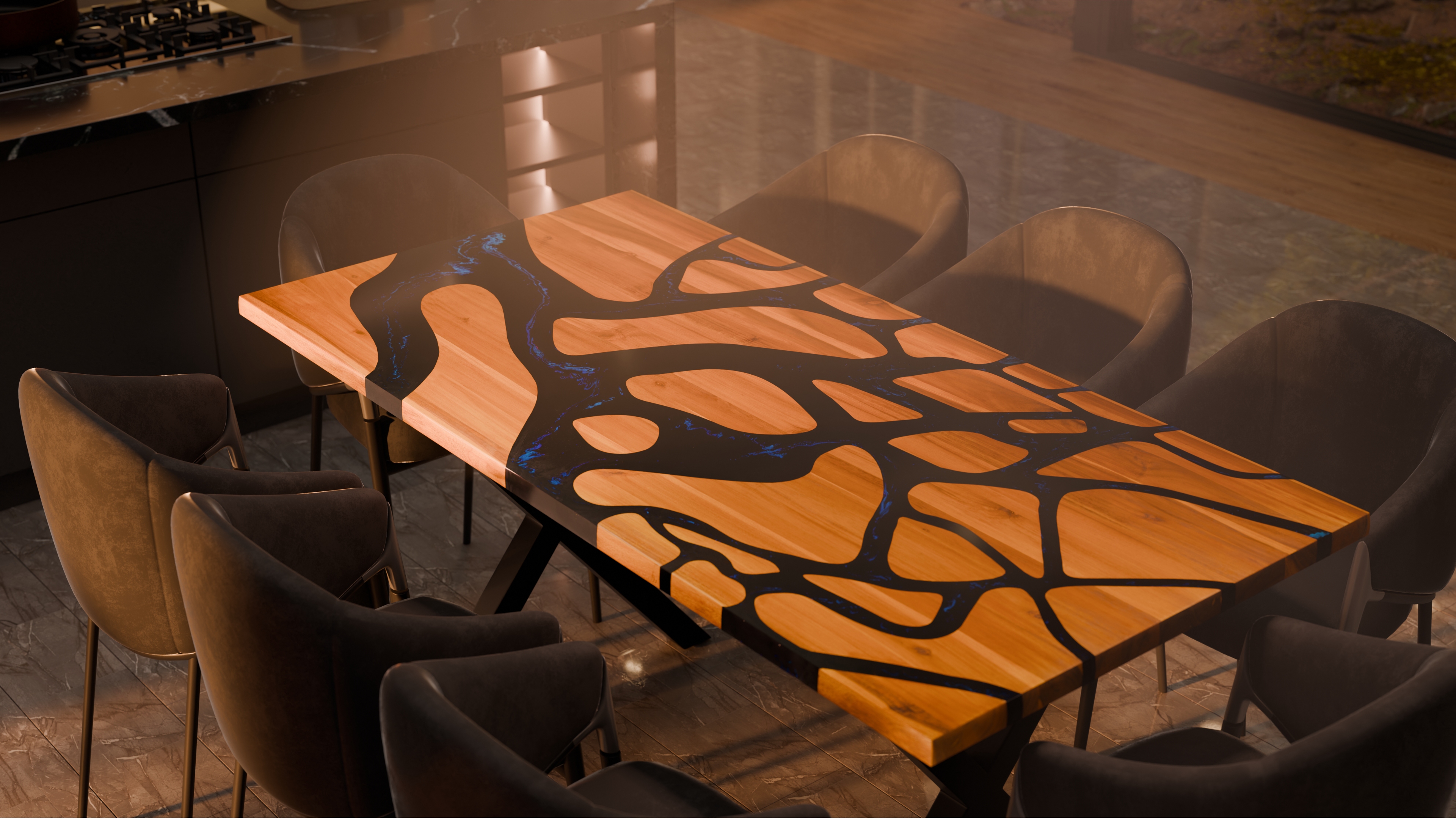 72" x 38" Artisan Epoxy Resin Table
