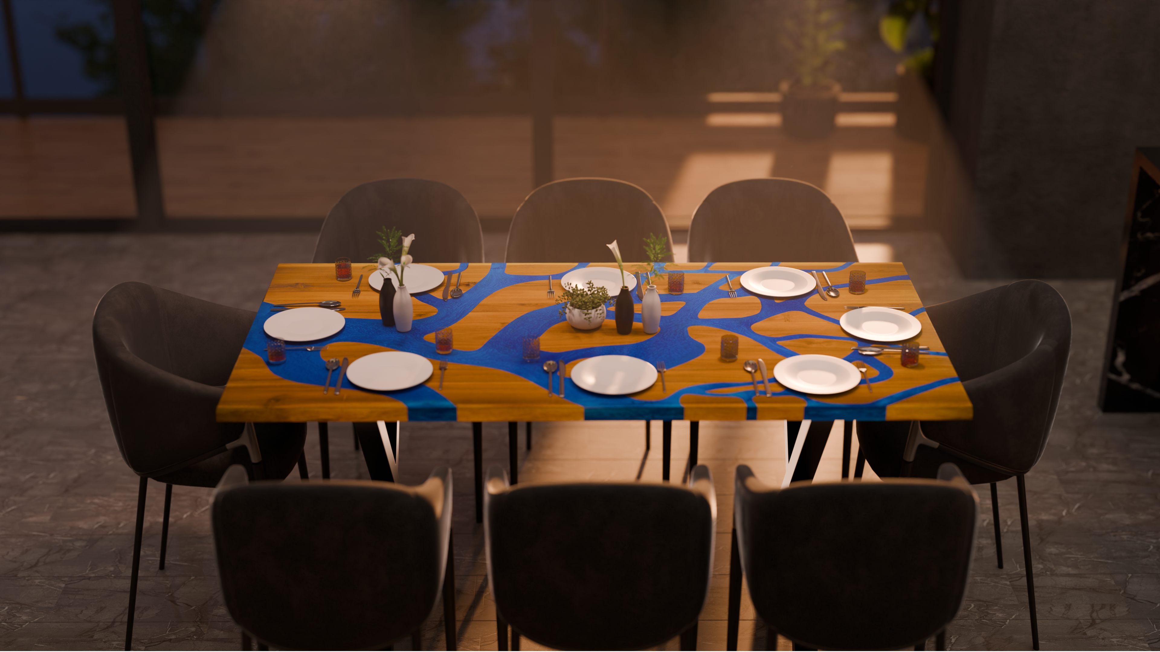 72" x 38" Artisan Epoxy Resin Table