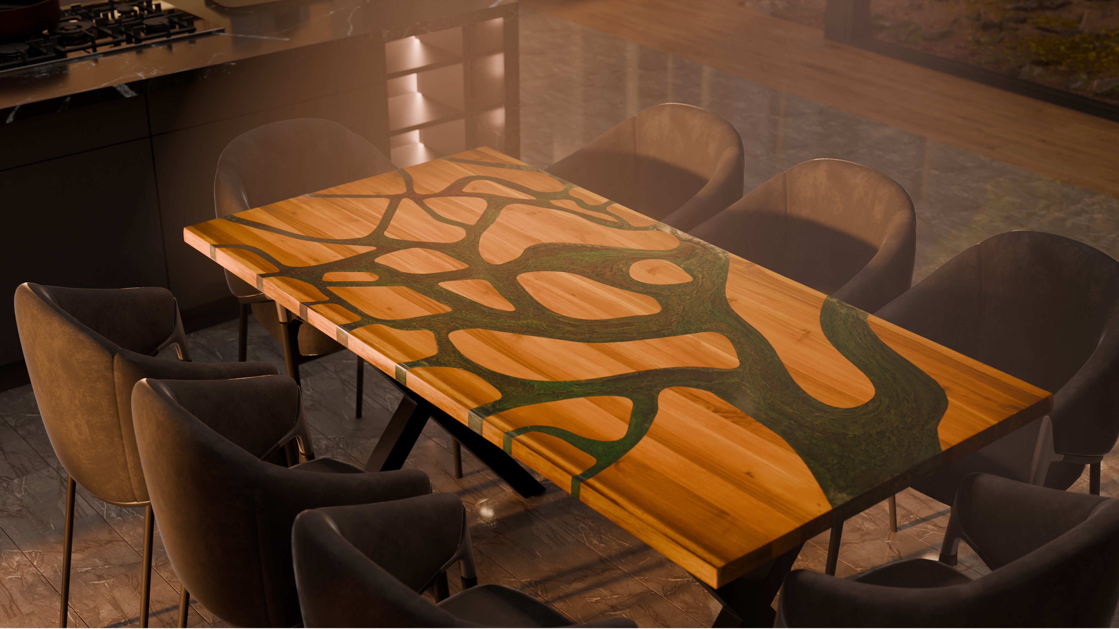 72" x 38" Artisan Epoxy Resin Table