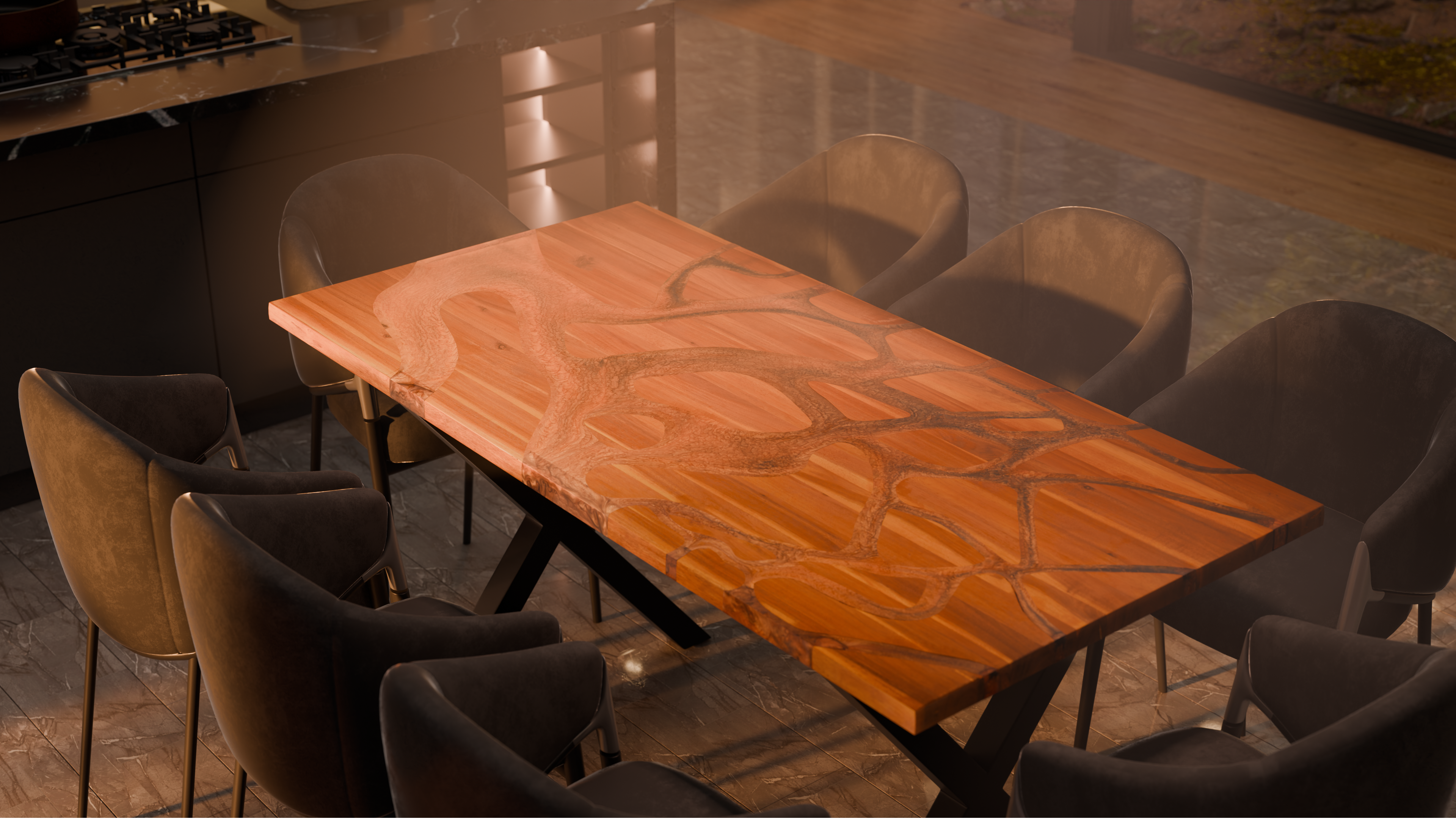 72" x 38" Artisan Epoxy Resin Table
