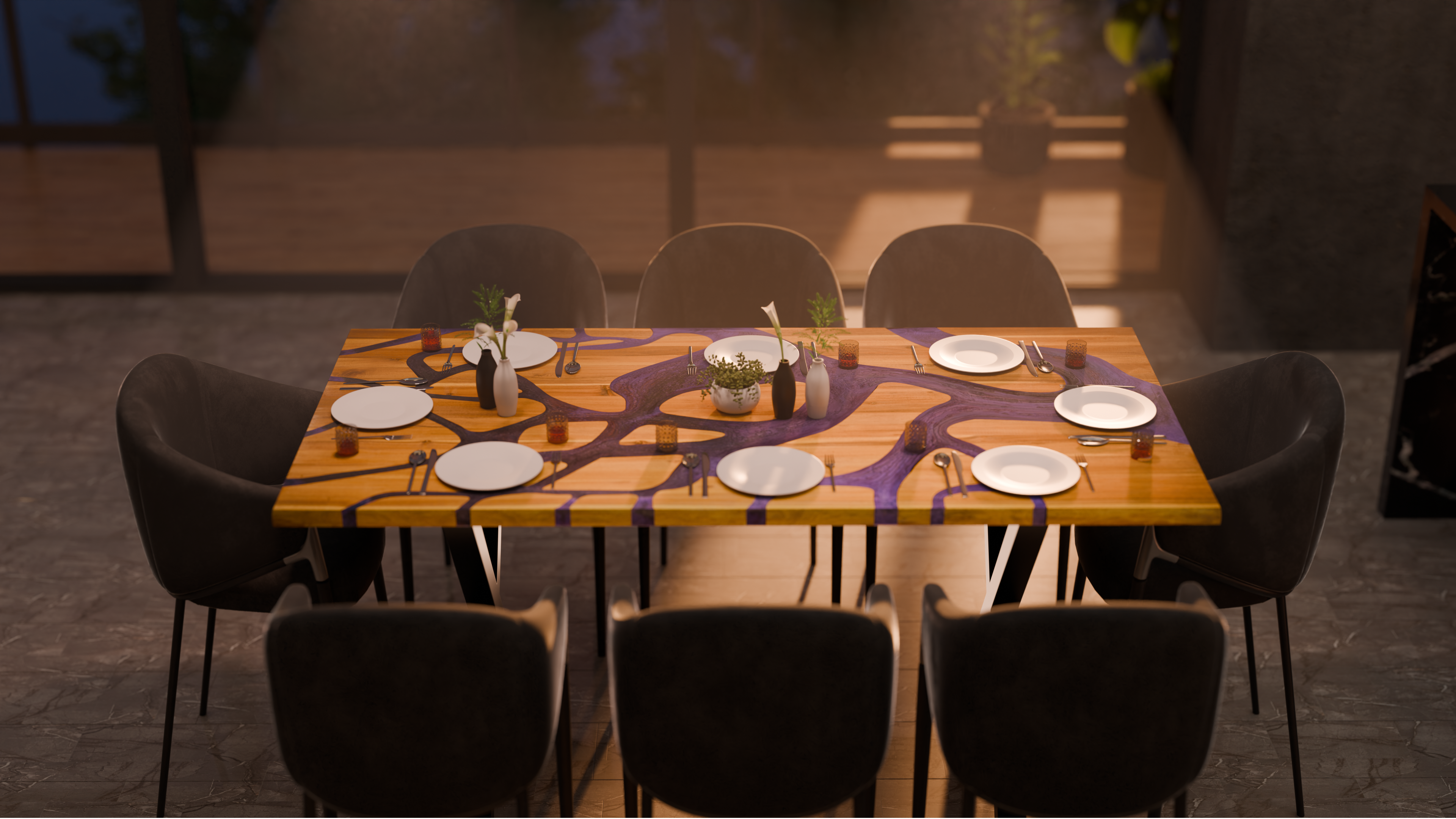 72" x 38" Artisan Epoxy Resin Table