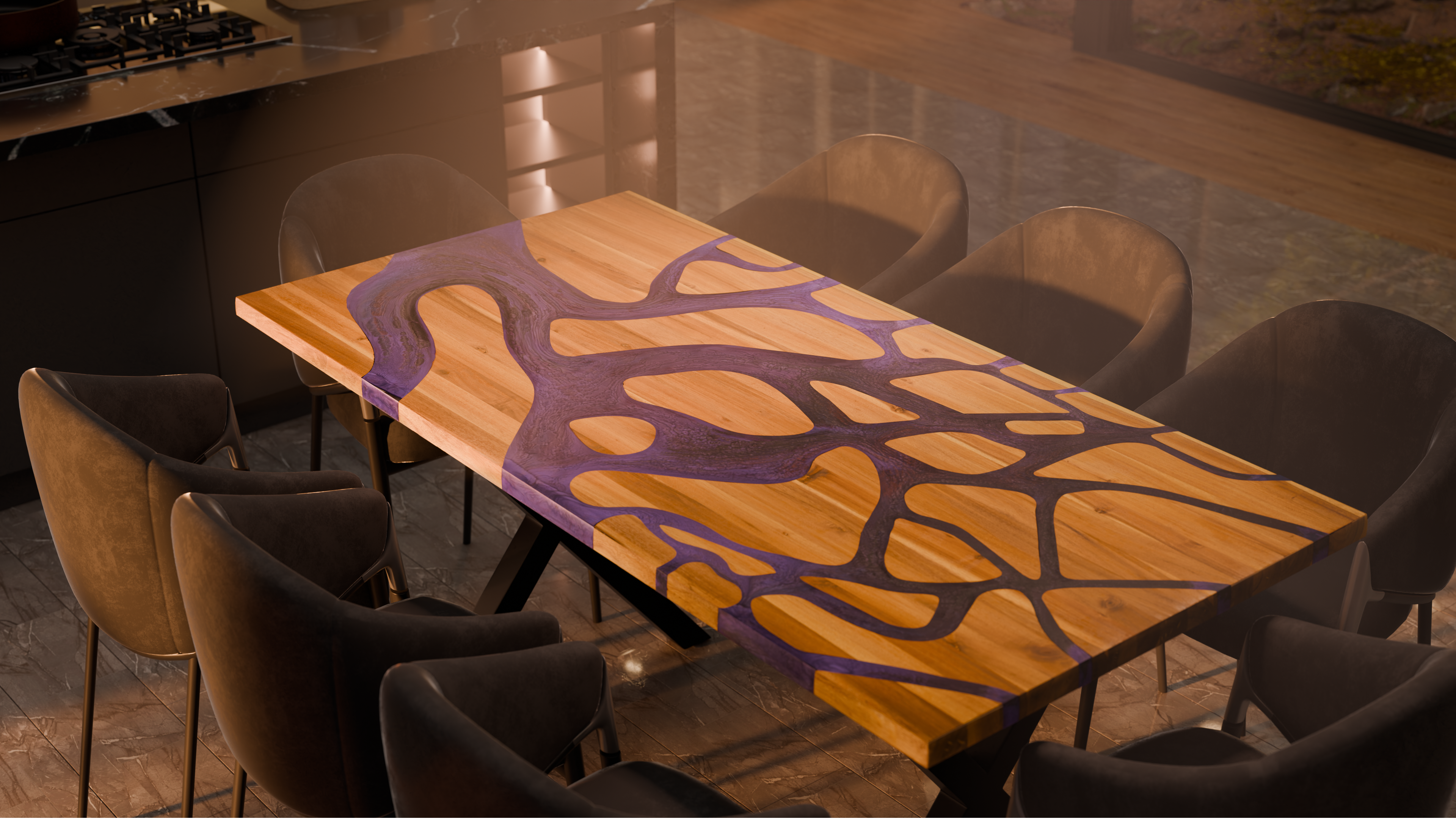 72" x 38" Artisan Epoxy Resin Table