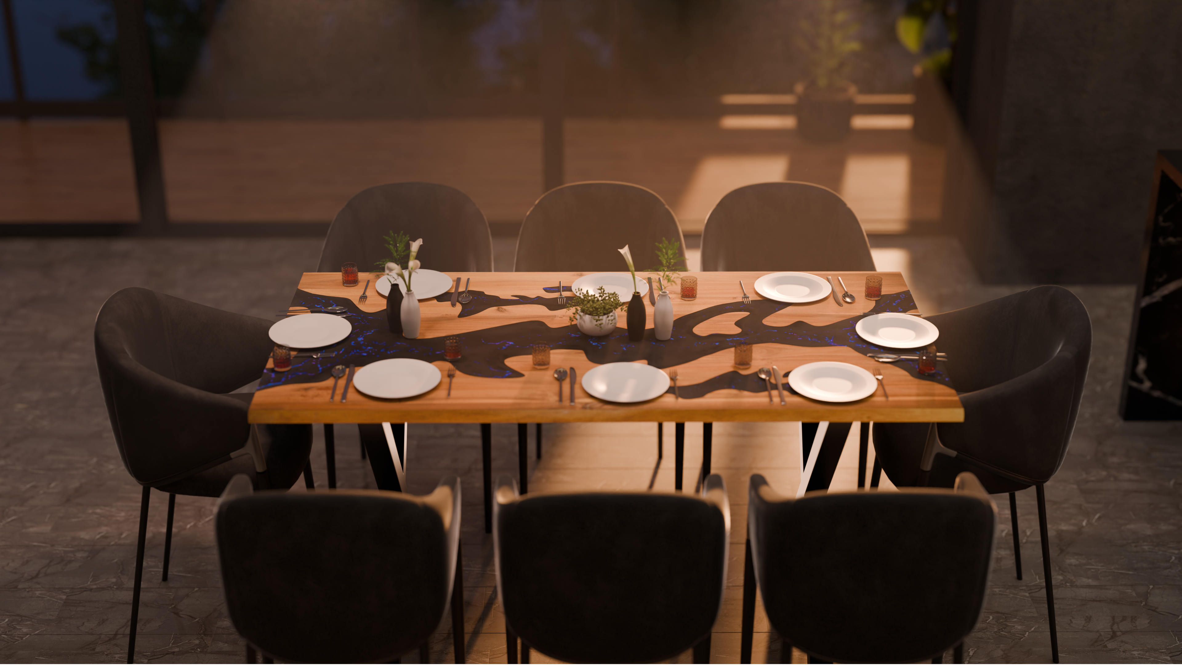 72" x 38" Artisan Epoxy Resin Table