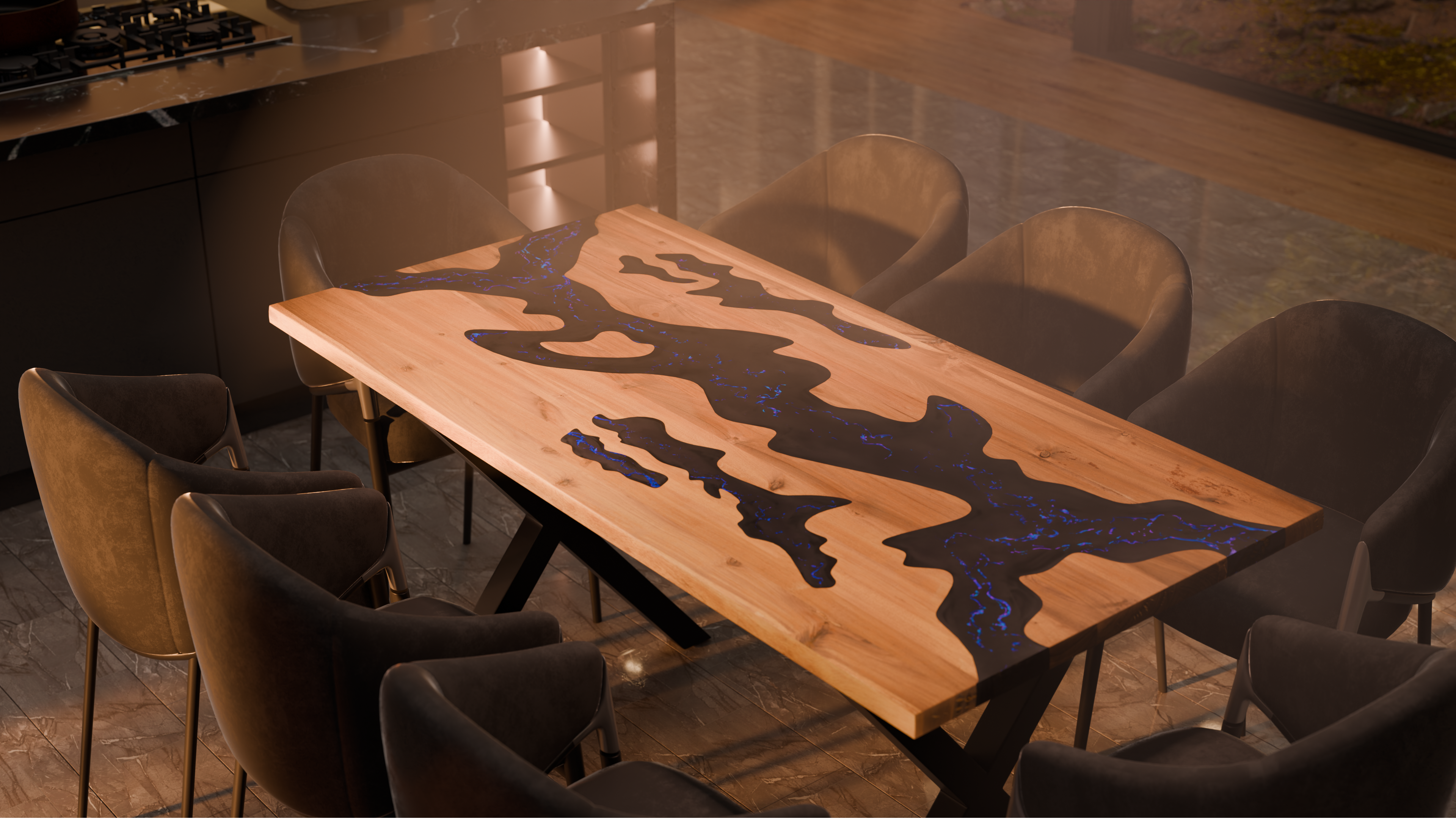 72" x 38" Artisan Epoxy Resin Table