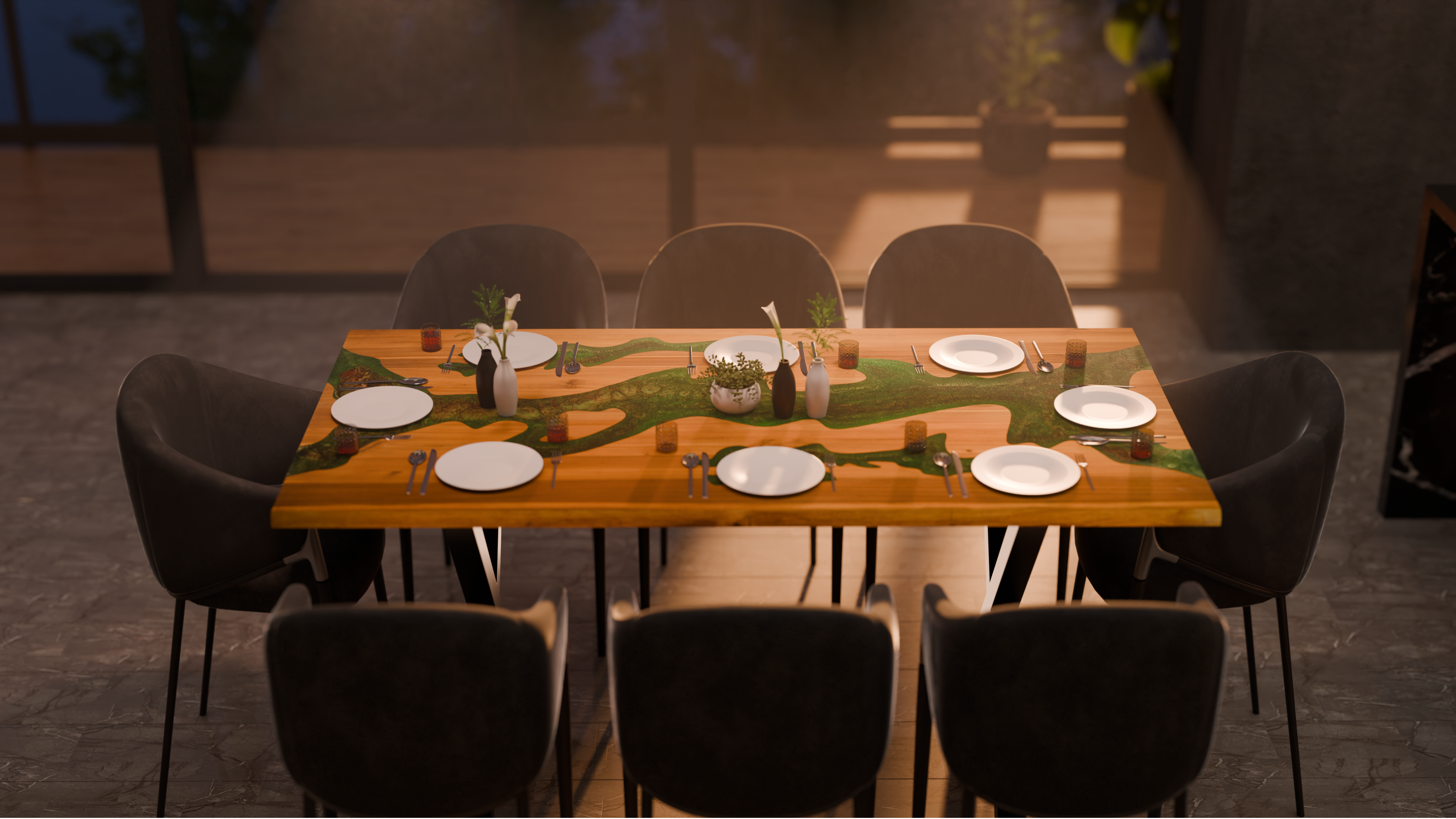 72" x 38" Artisan Epoxy Resin Table
